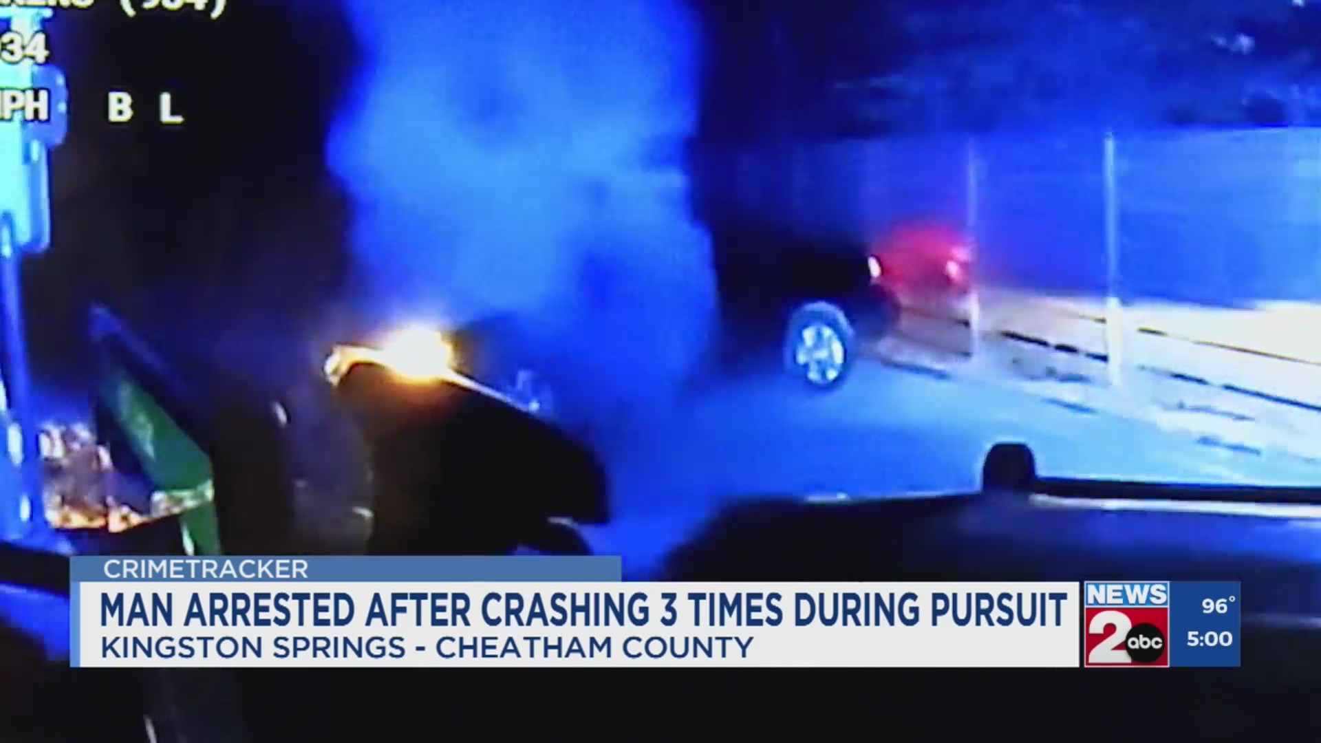 Man arrested after crashing 3 times during pursuit – WKRN News 2