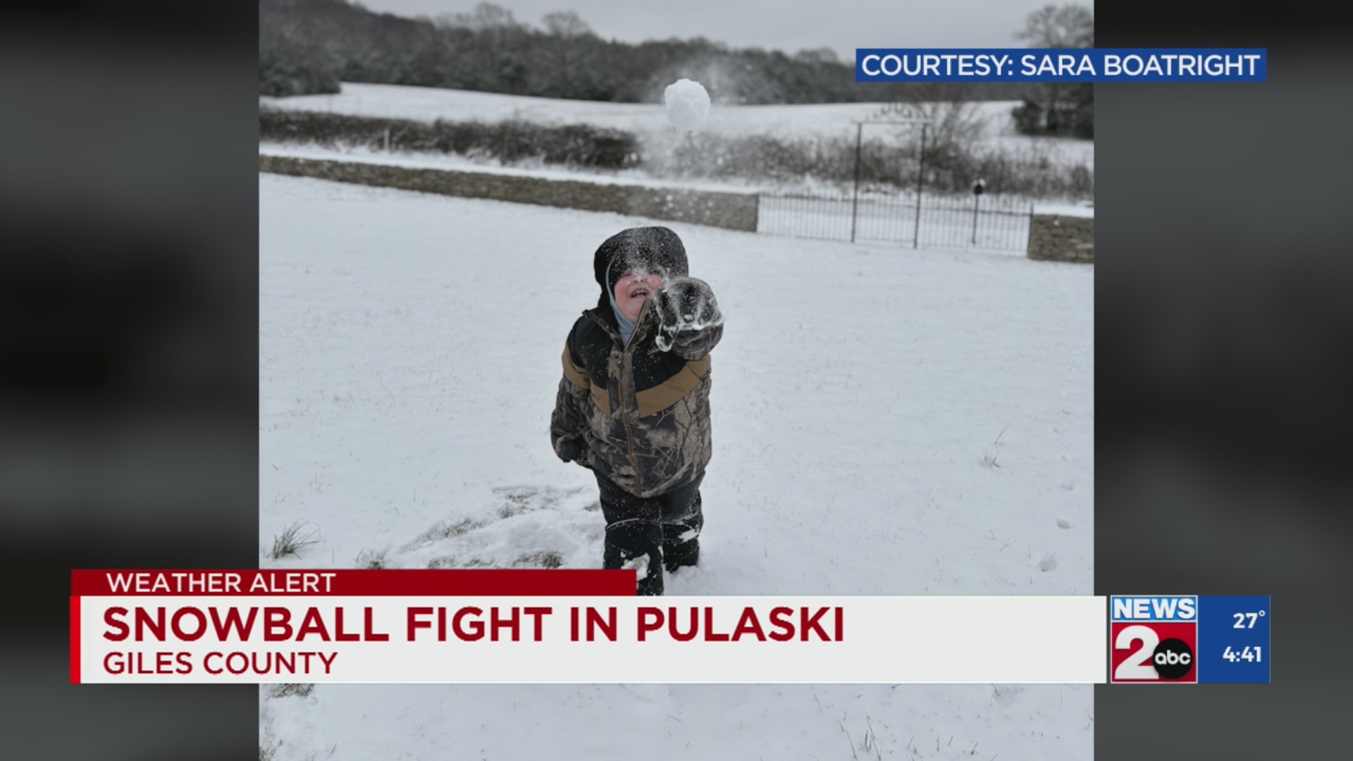 Snowball fun caught on camera in Pulaski – WKRN News 2