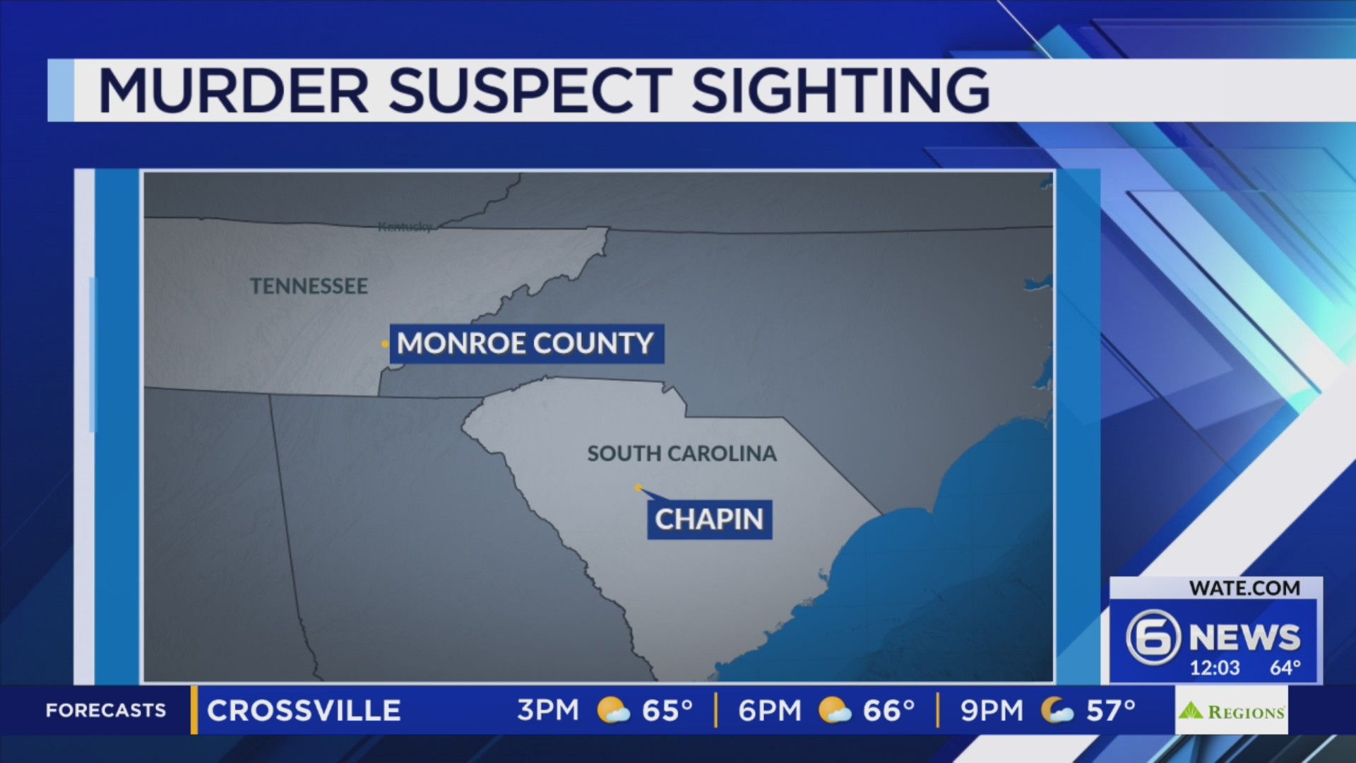 Monroe County murder suspect spotted in South Carolina – WSPA 7NEWS