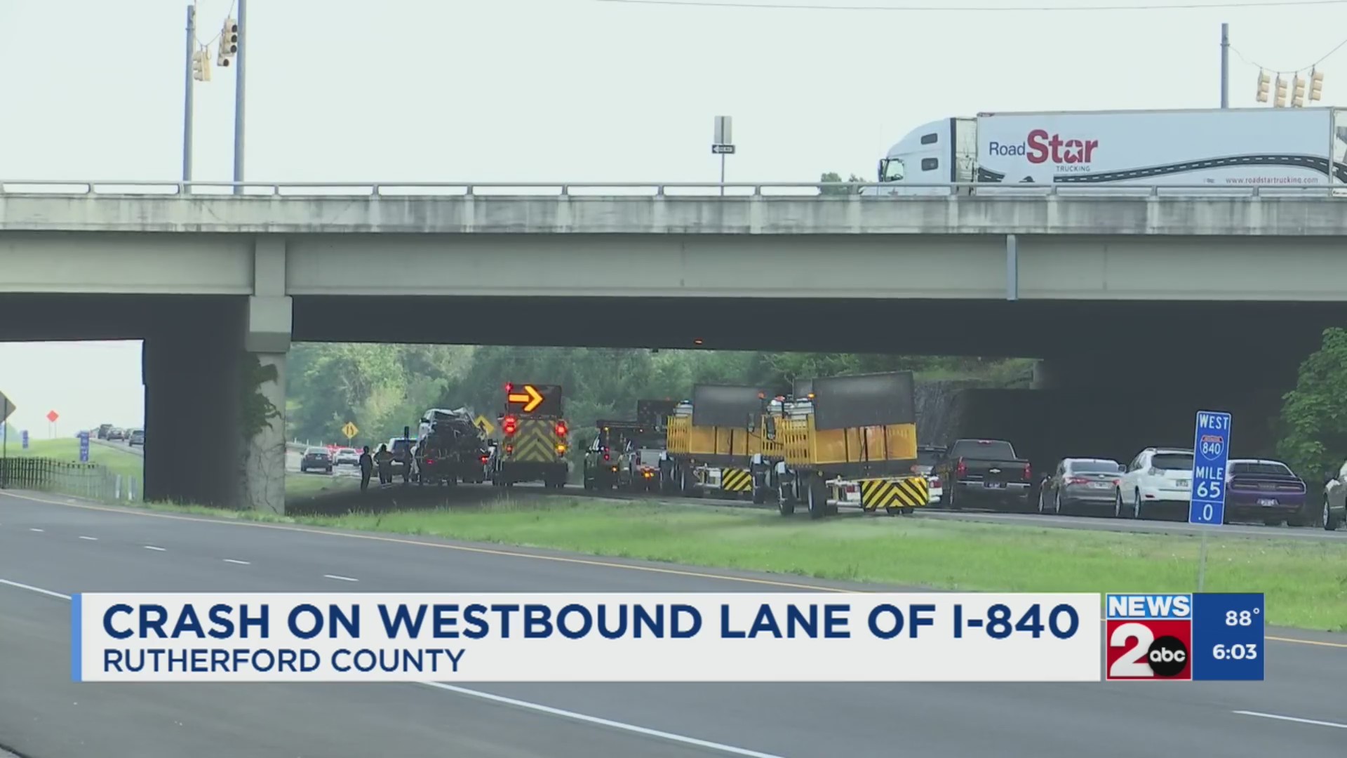Crash closed Interstate 840 West in Rutherford County, TN – WKRN News 2