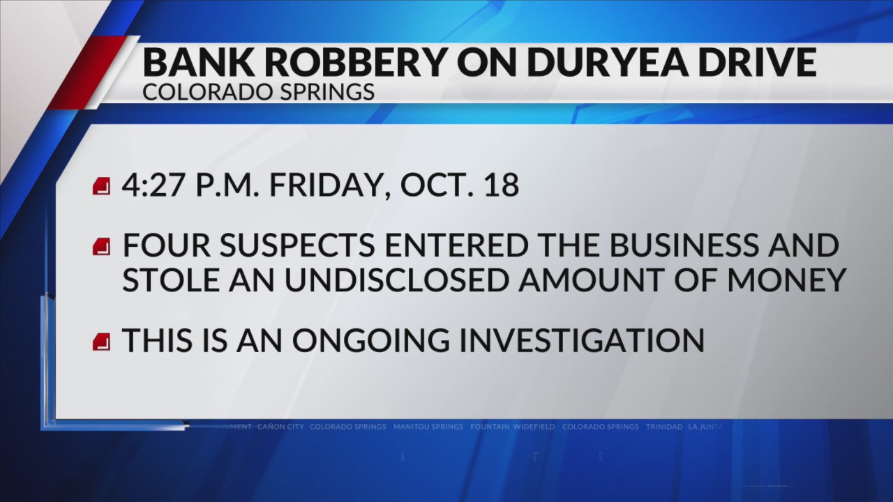 CSPD: Four suspects at large in bank robbery – FOX21 News Colorado