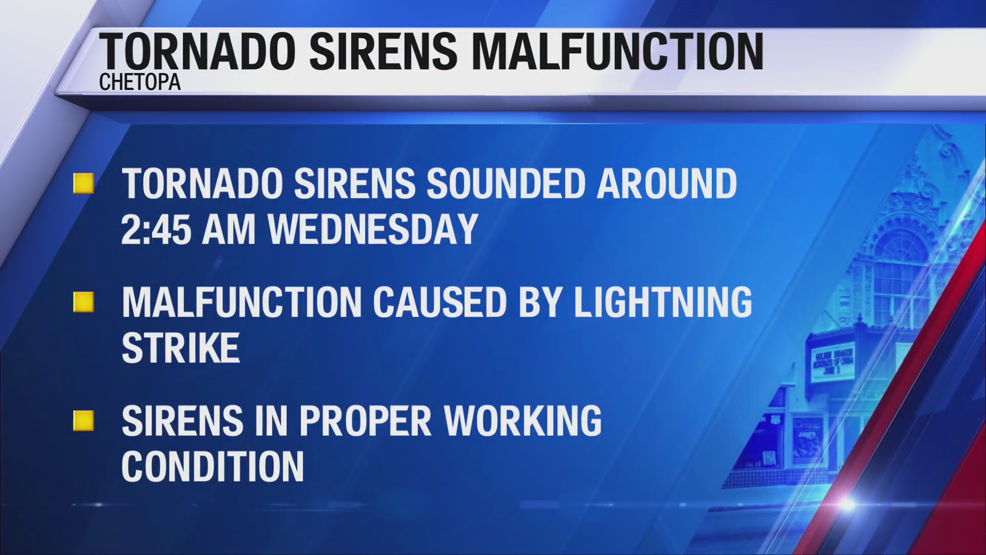 Tornado sirens malfunction in Chetopa – KSNF/KODE | FourStatesHomepage.com