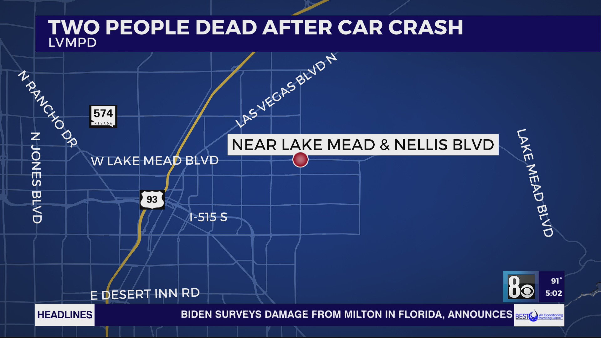 Fatal 2-vehicle crash claims 2 lives in northeast Las Vegas valley – KLAS