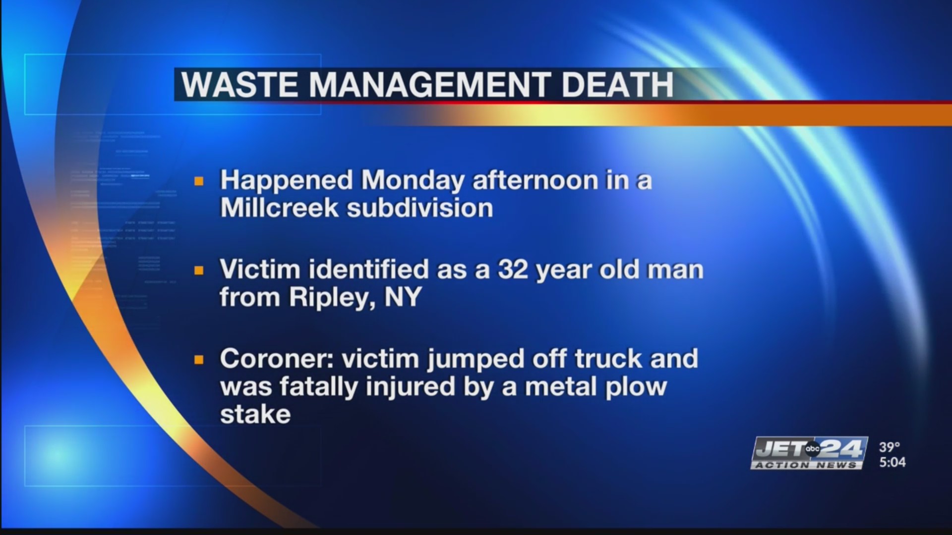 Erie County Waste Management employee died on the job WJET/WFXP