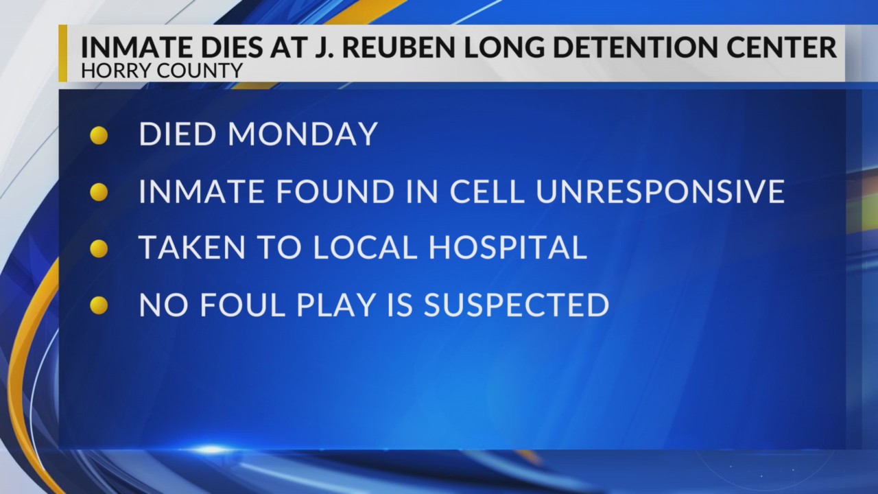 Inmate dies at Horry County jail, sheriff’s office says WBTW