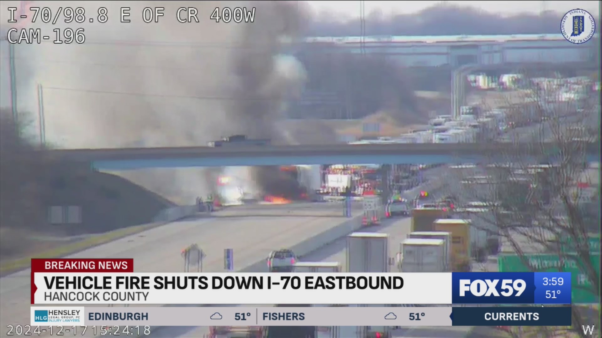 Vehicle fire causes traffic delay on I-70 eastbound – Fox 59