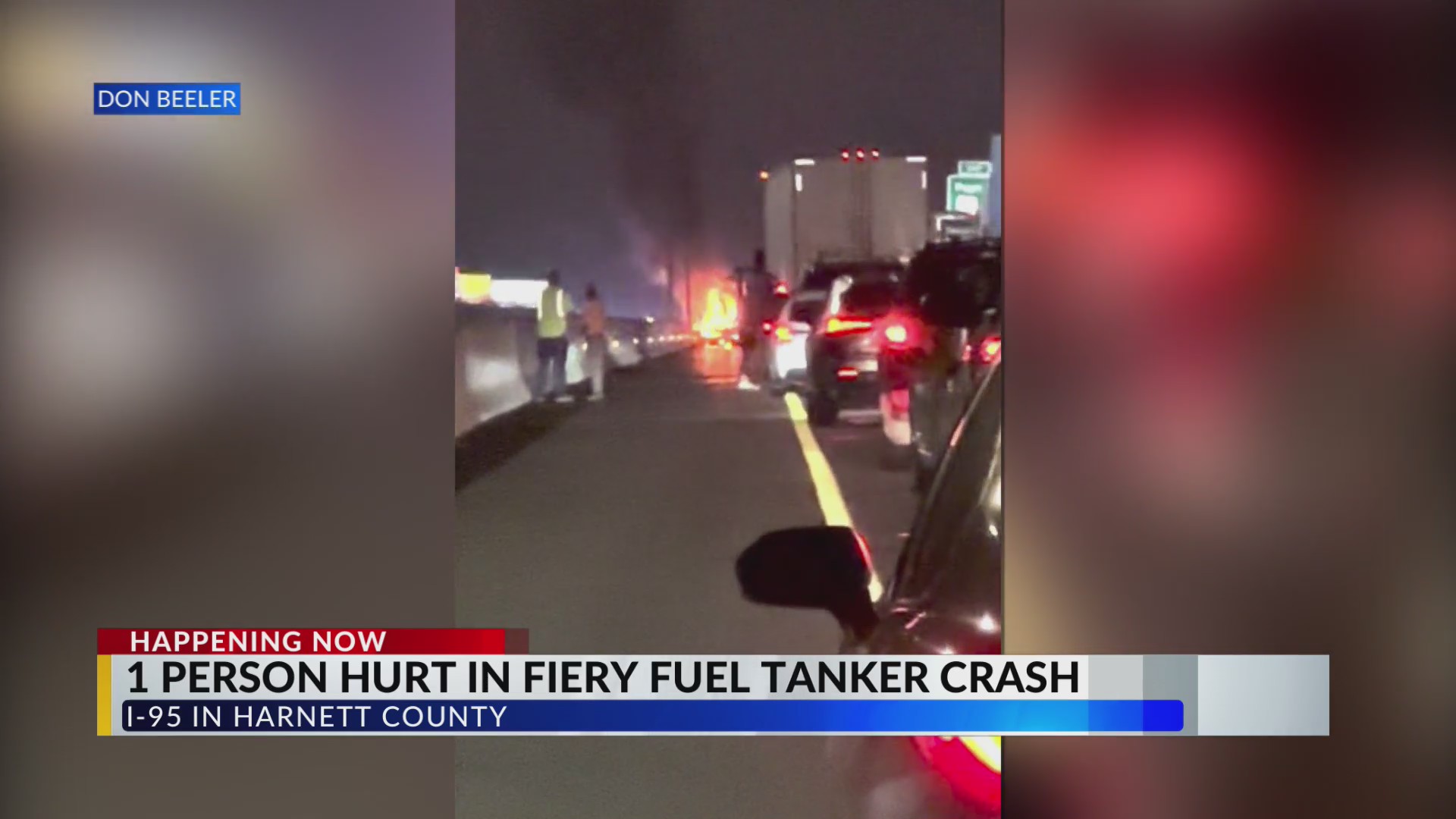 Fuel tanker catches fire on I-95 in Harnett County – CBS17.com