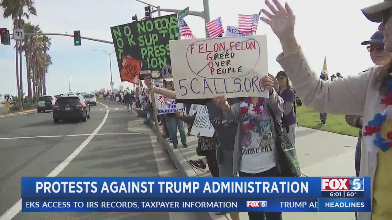 Hundreds in San Diego protest Trump’s orders and federal layoffs – FOX ...
