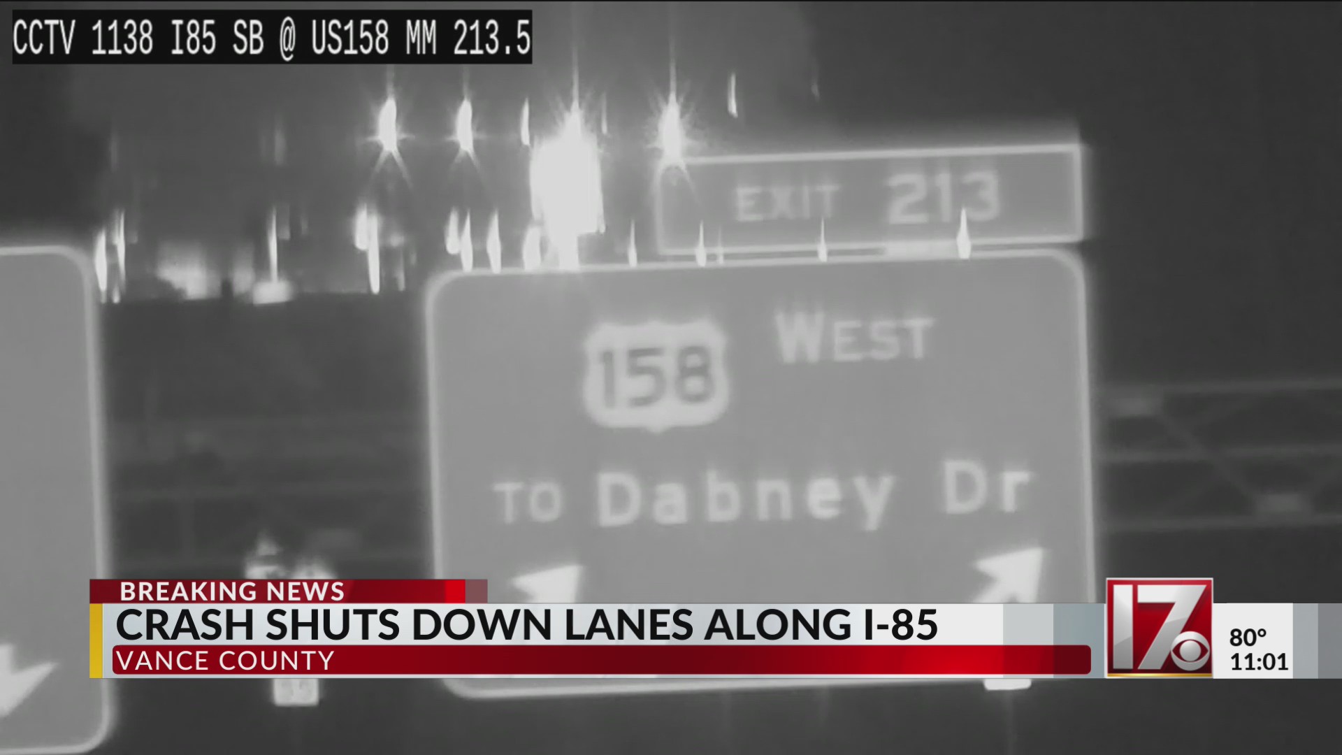 Crash shuts down lanes along I-85 in Vance County – CBS17.com