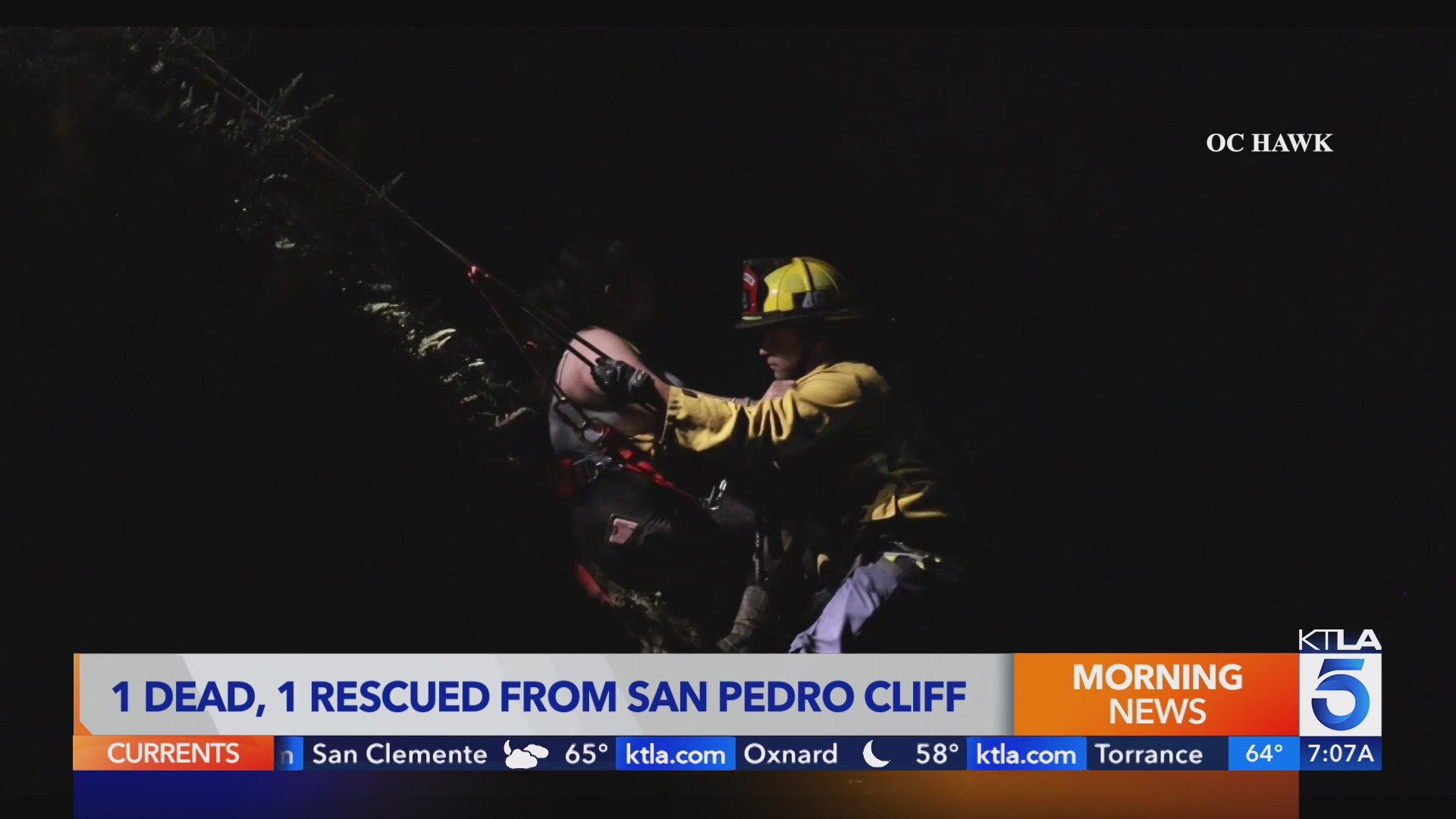 1 dead, 1 rescued after falling off cliff in San Pedro – KTLA
