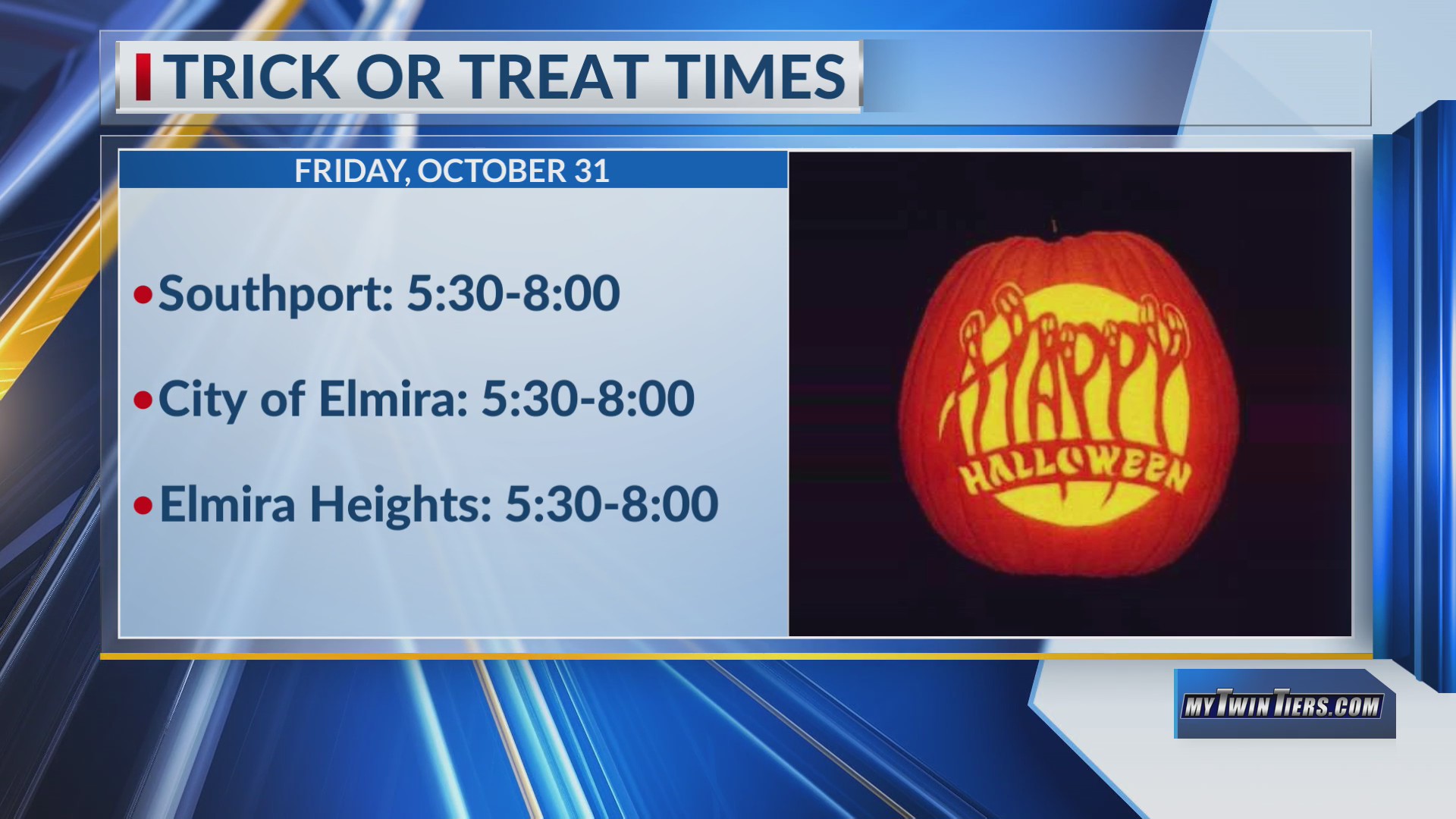 Trick or Treat times and Halloween events in the Twin Tiers for 2025 ...