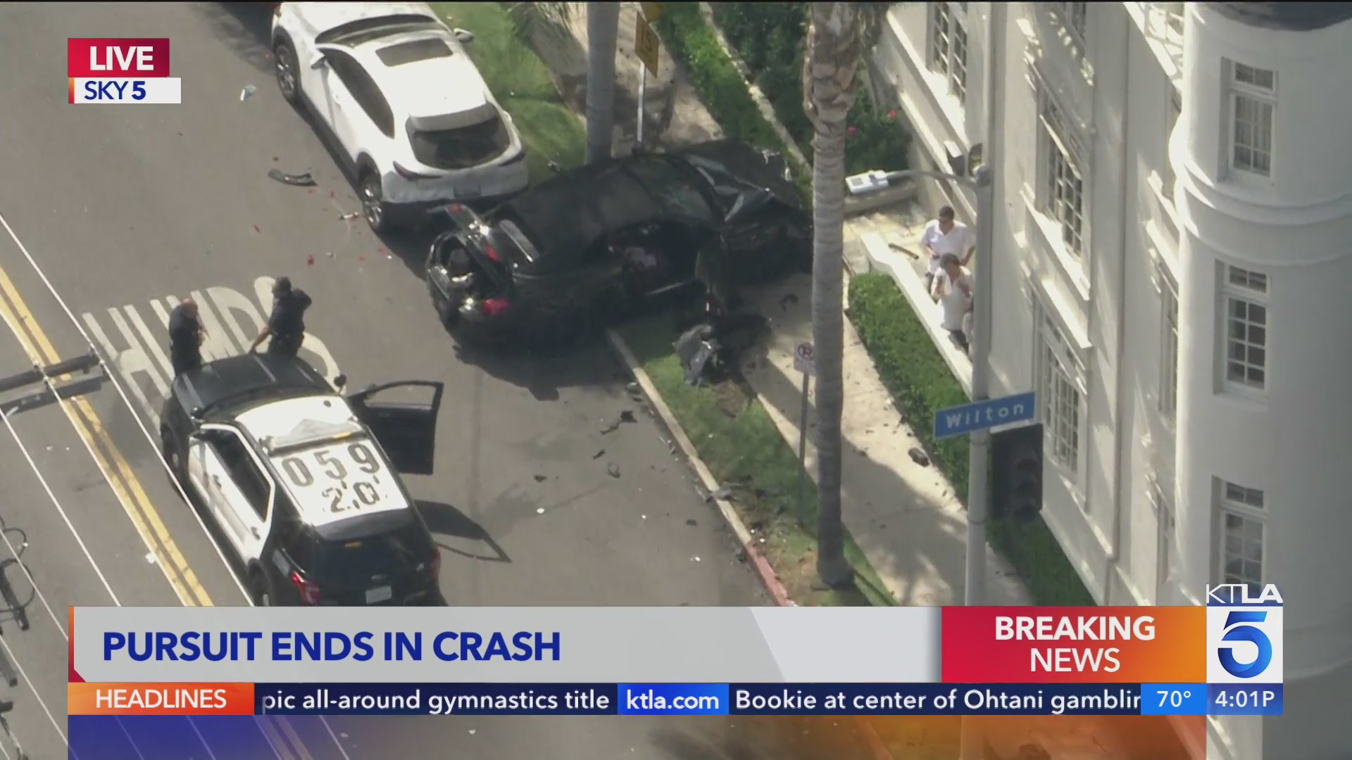 Suspect crashes into building during high-speed pursuit in L.A.’s ...