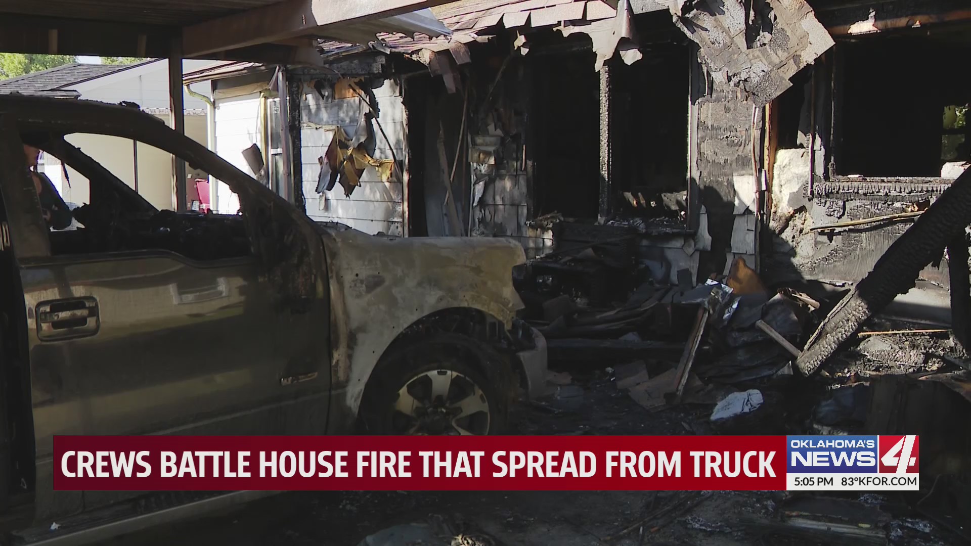 Crews battle house fire that spread from truck – KFOR.com Oklahoma City