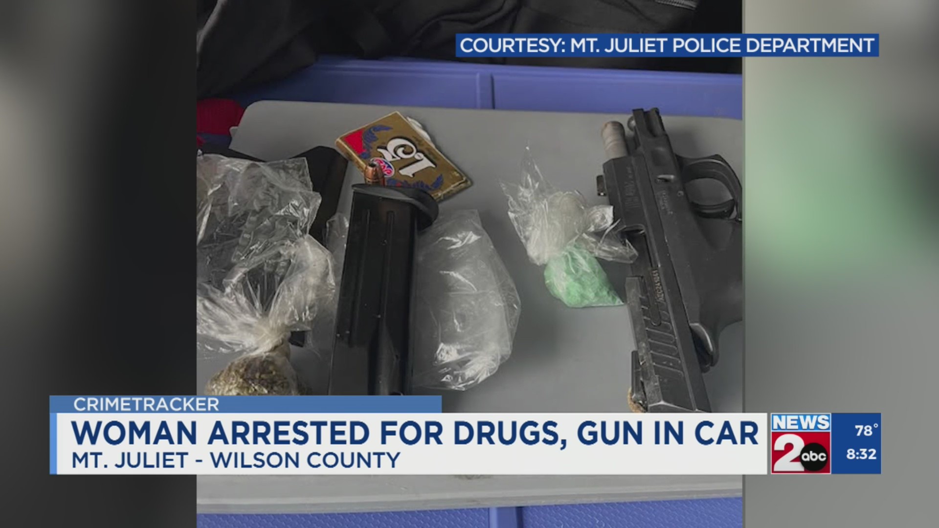 Woman arrested after drugs, gun found in car in Mt. Juliet – WKRN News 2