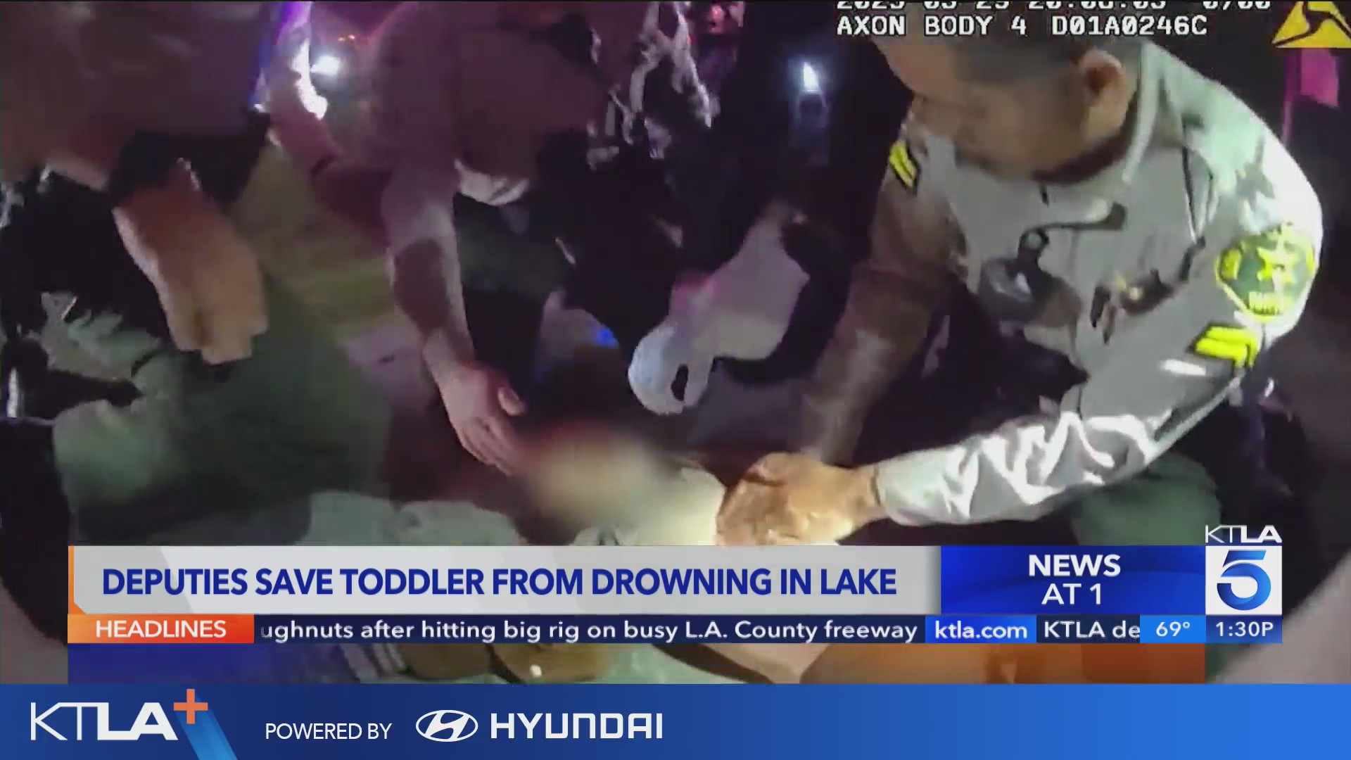Dramatic footage shows deputies rescue drowning toddler from lake – KTLA