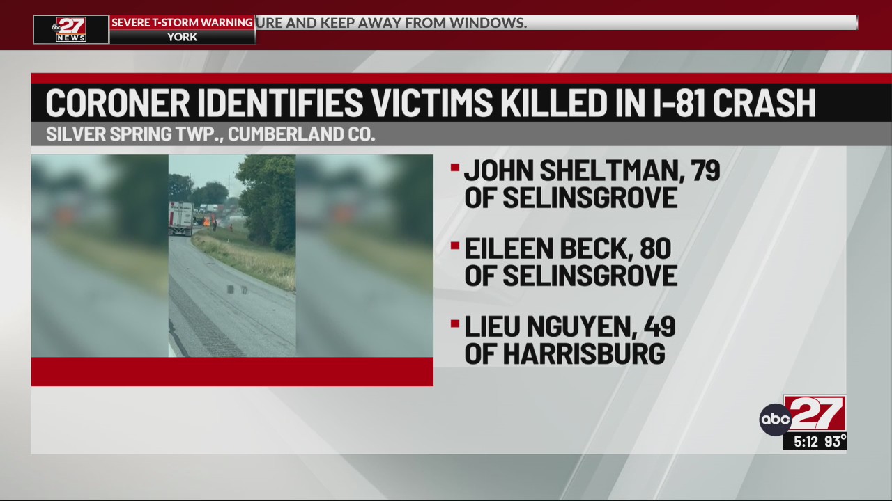 Three victims identified after fiery I-81 crash in Cumberland County ...