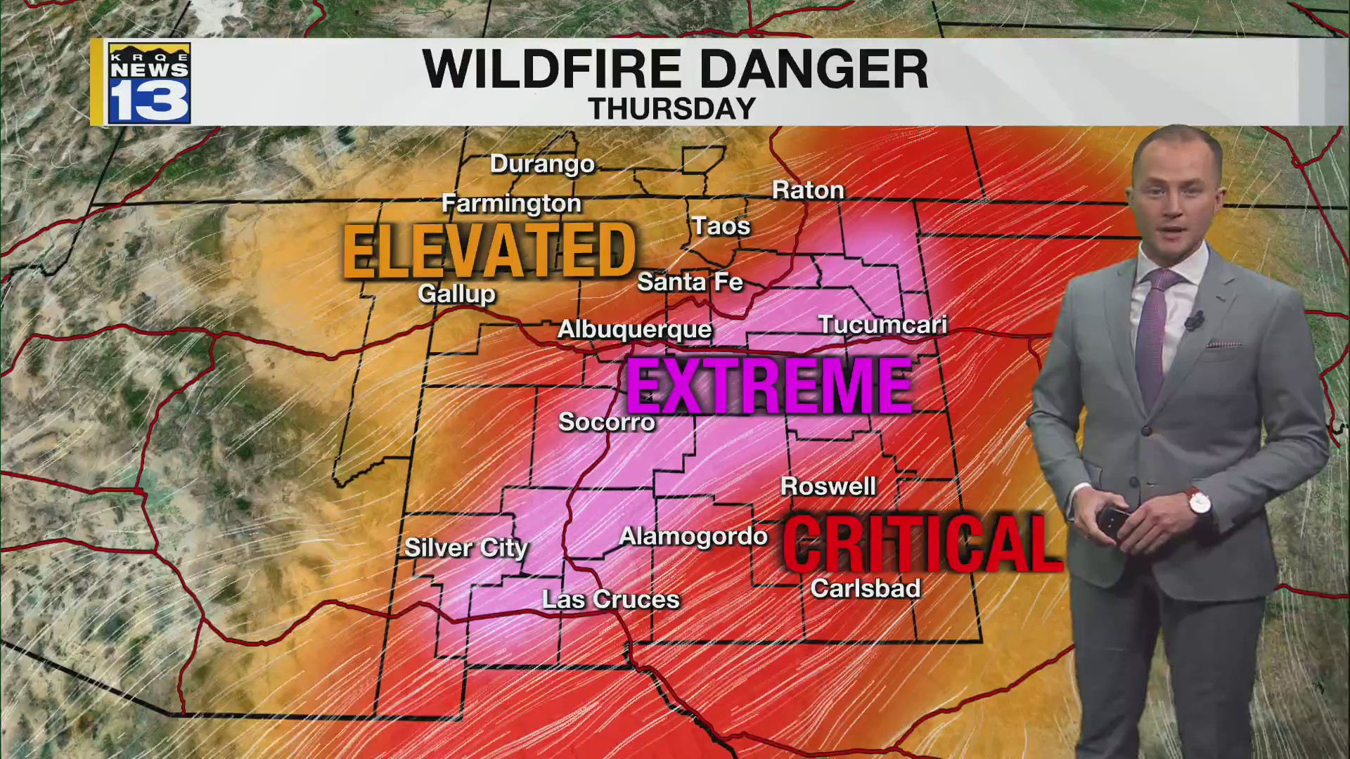 Extreme fire conditions develop Thursday in parts of New Mexico – KRQE ...
