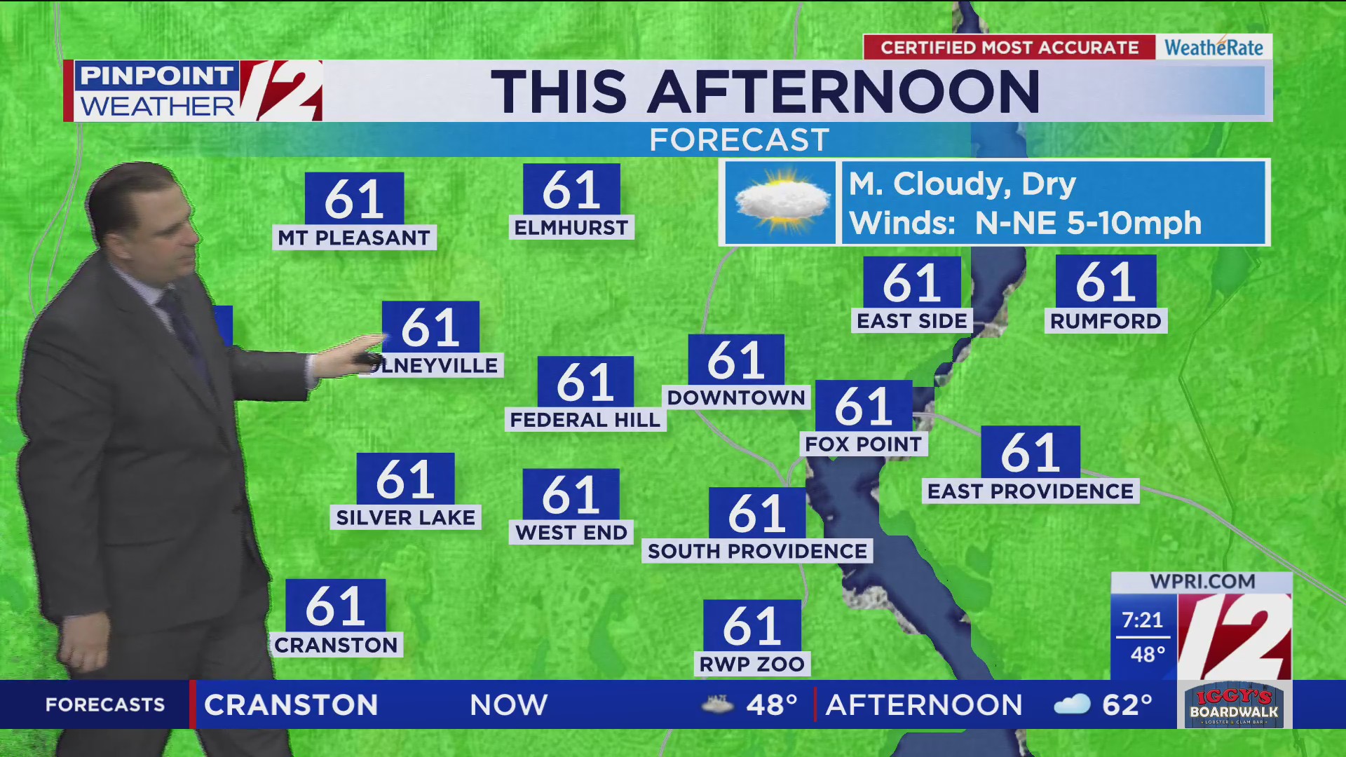 WPRI 12 Weather Forecast for 5/20/25 from 7:15AM: Mainly cloudy today ...
