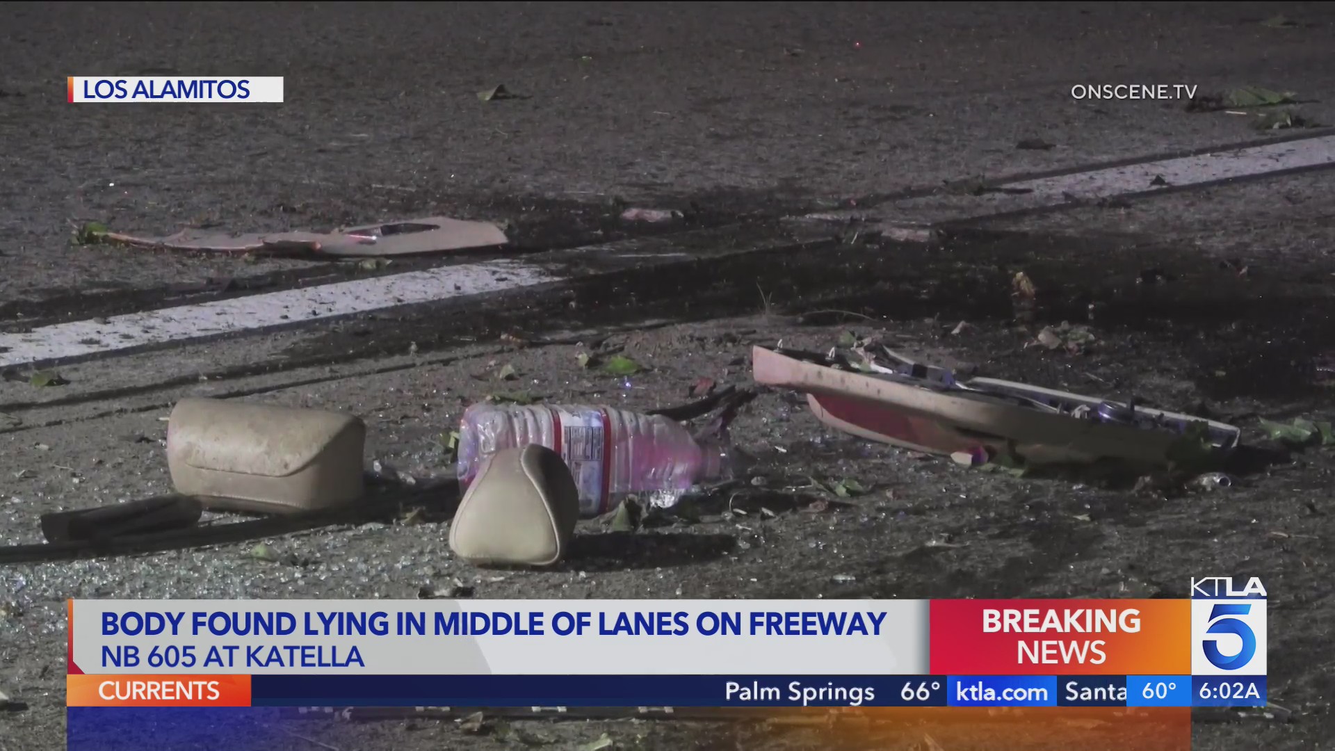 Body found in middle of lanes on 605 Freeway after violent crash – KTLA