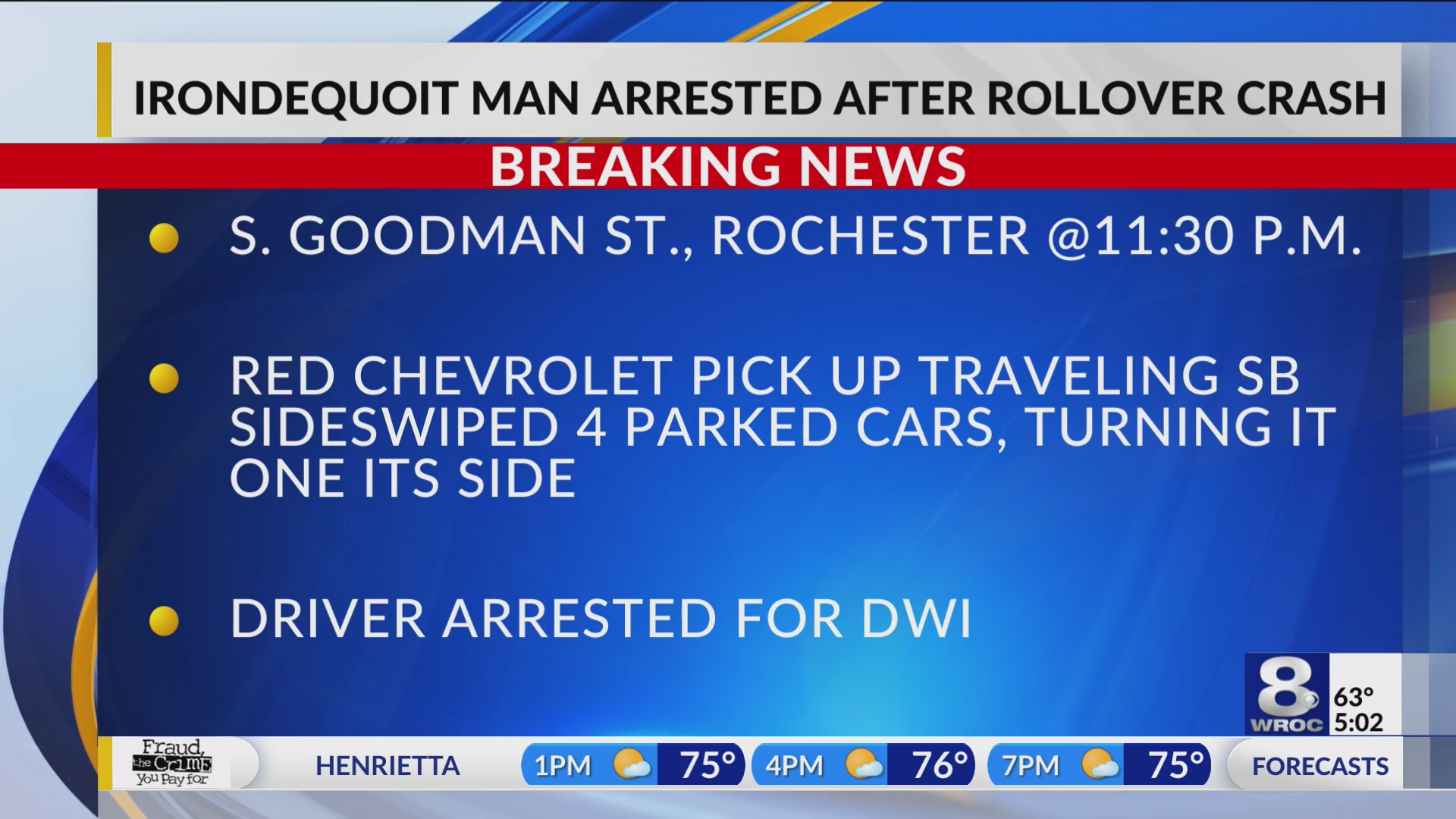 Irondequoit man charged with DWI after rollover crash on S. Goodman St ...