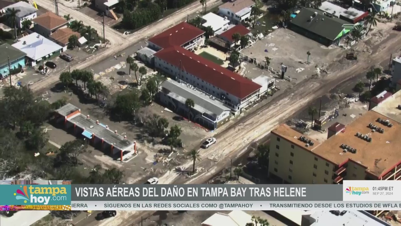 Vistas aéreas de los daños en Tampa Bay tras los impactos del huracán