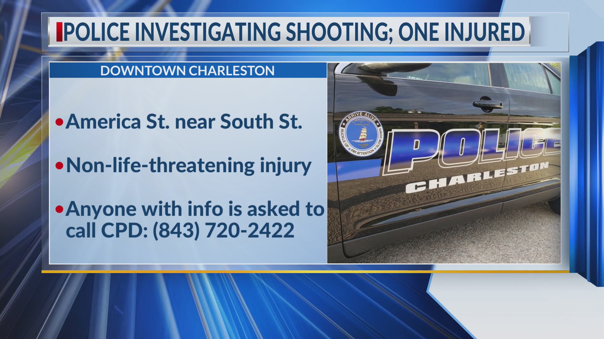 Charleston police investigating shooting; one injured – WCBD News 2
