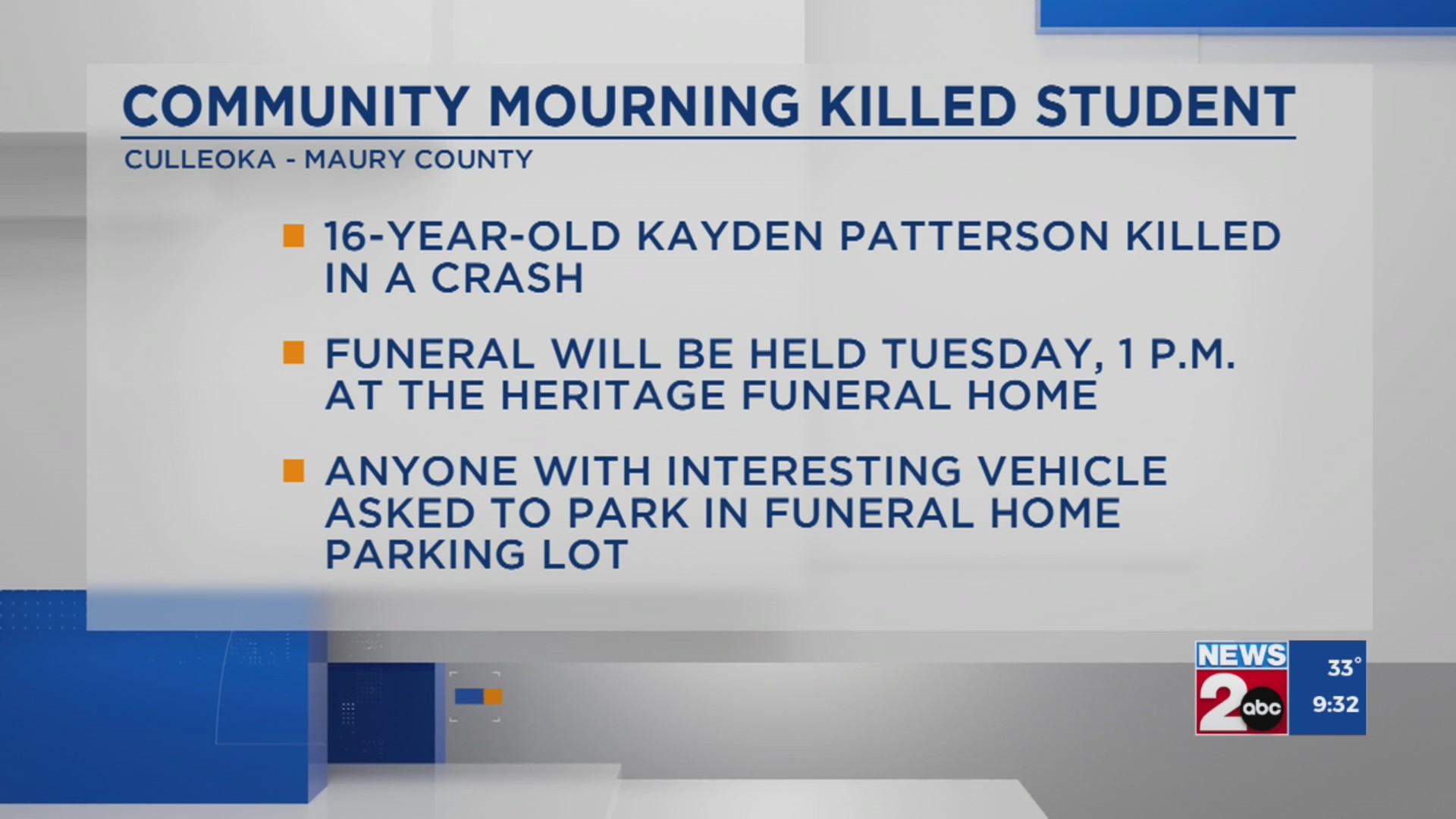 Maury County community mourns student killed in crash – WKRN News 2