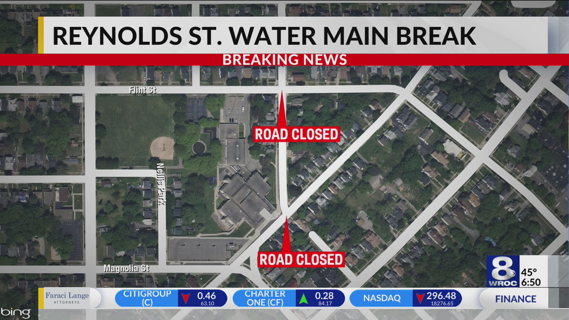 Water main break on Reynolds Street impacts school, RCenter