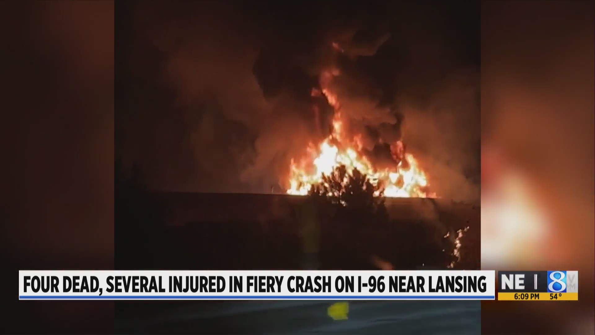 4 dead, several injured in fiery crash on I-96 near Lansing – WOODTV.com