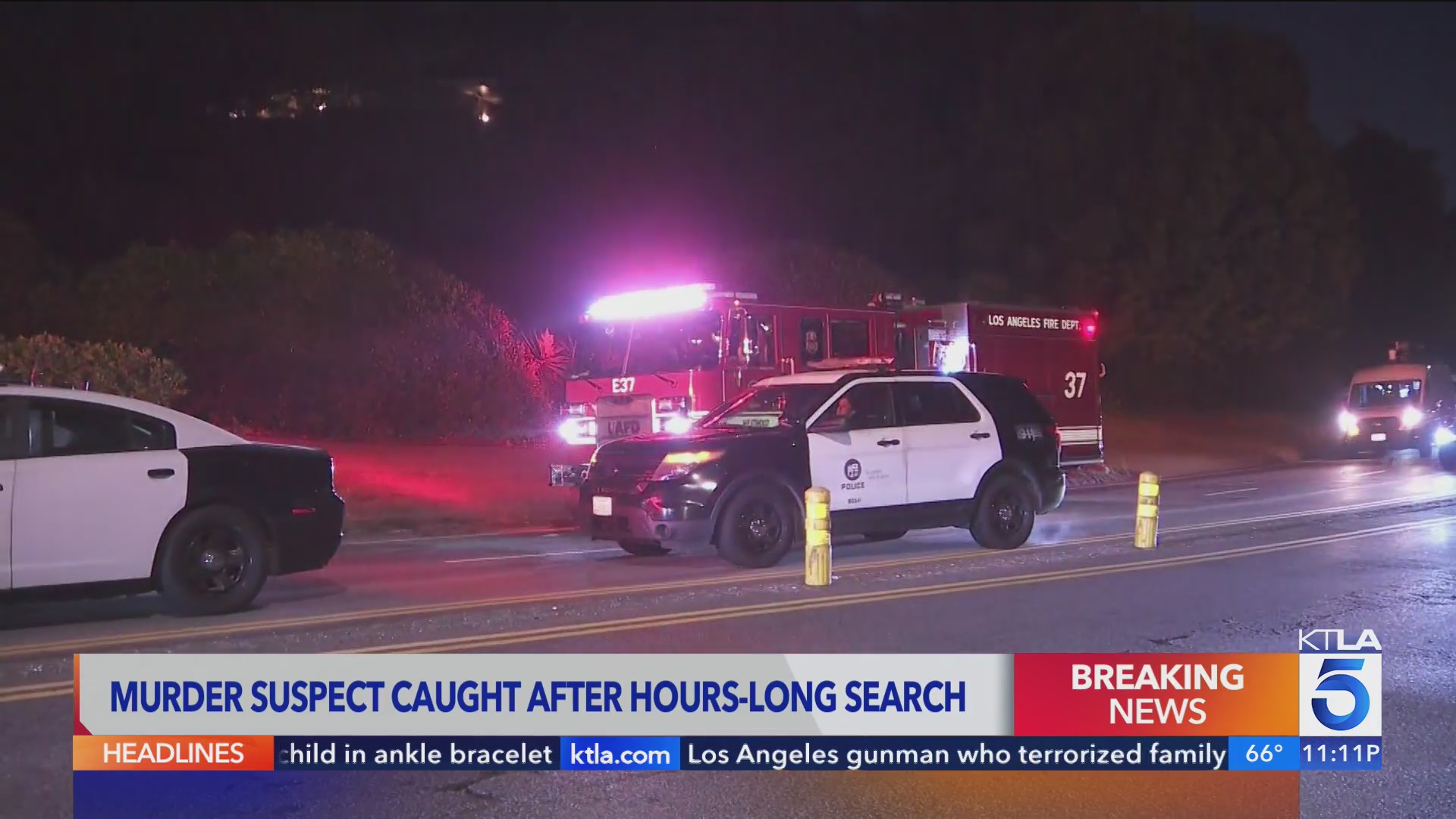 Murder suspect caught after hours-long search – KTLA