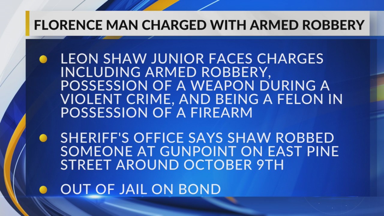 Florence County man faces armed robbery, weapons charges – WBTW