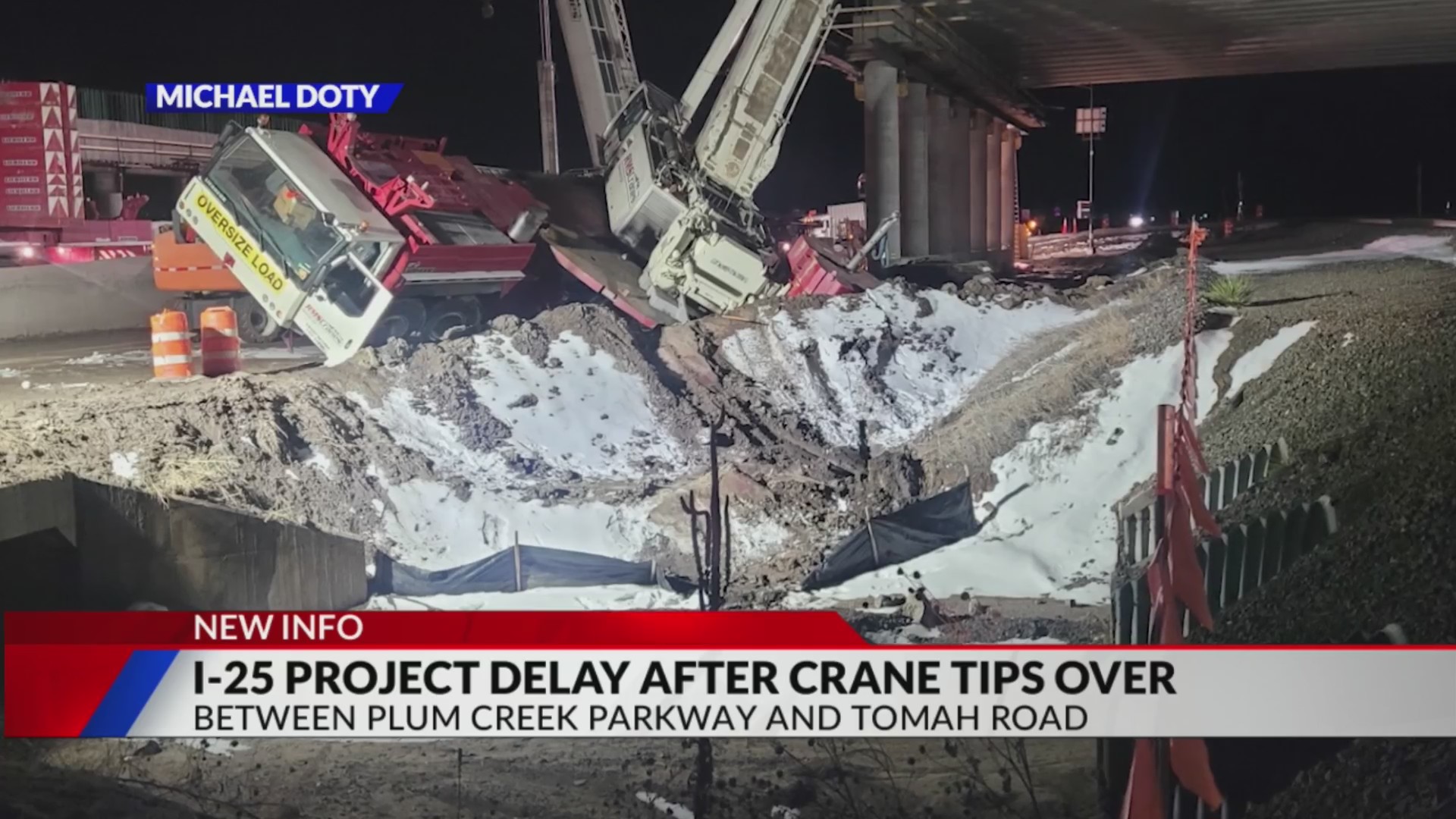 Crane tips over at I-25 project in Castle Rock – FOX31 Denver