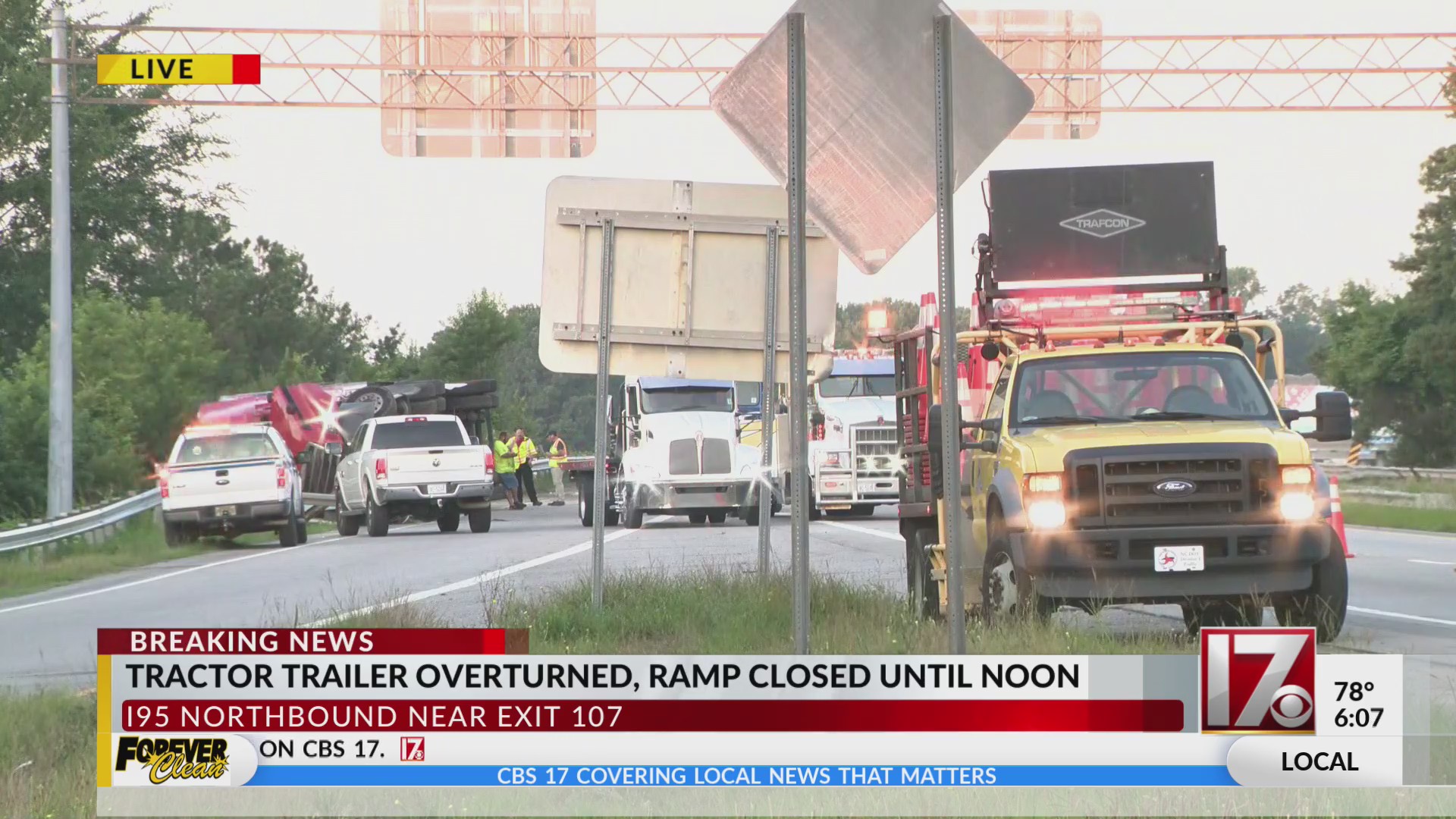 I95 tractor trailer crash in Johnston County on Wednesday – CBS17.com