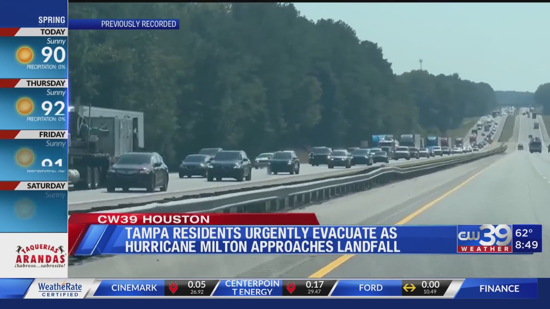 CW39 Tampa evacuates as Hurricane Milton is about to come on shore LIVE ...