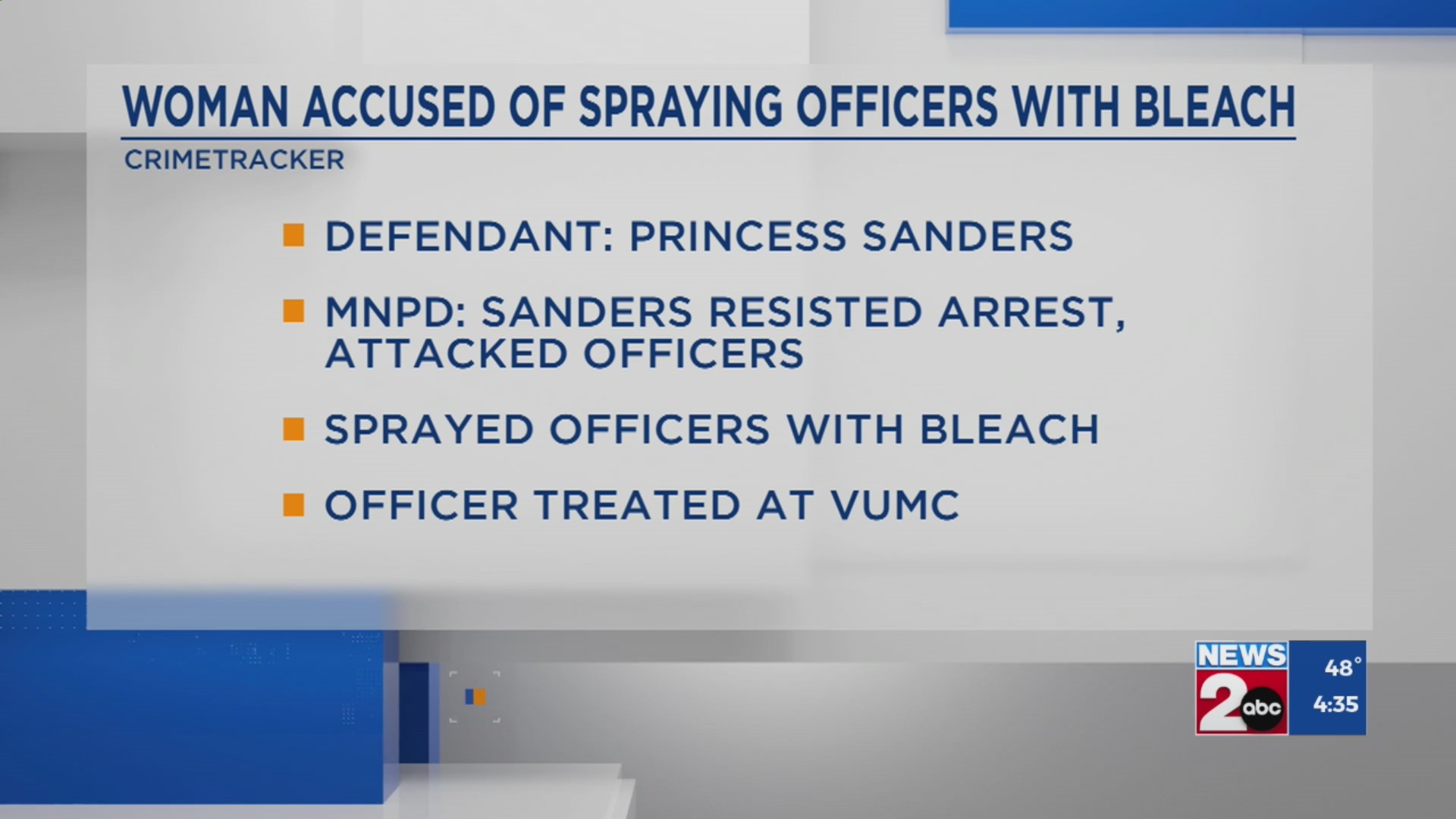 Woman accused of spraying Nashville officers with bleach – WKRN News 2