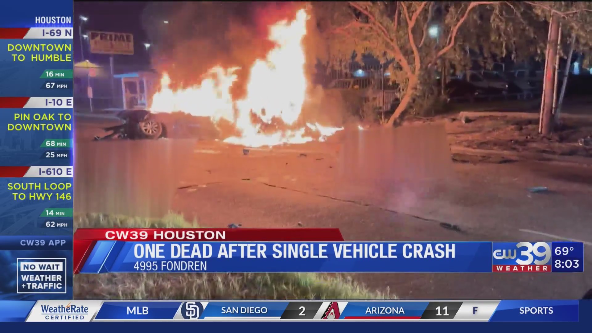 One person dead after single vehicle crash – CW39 Houston