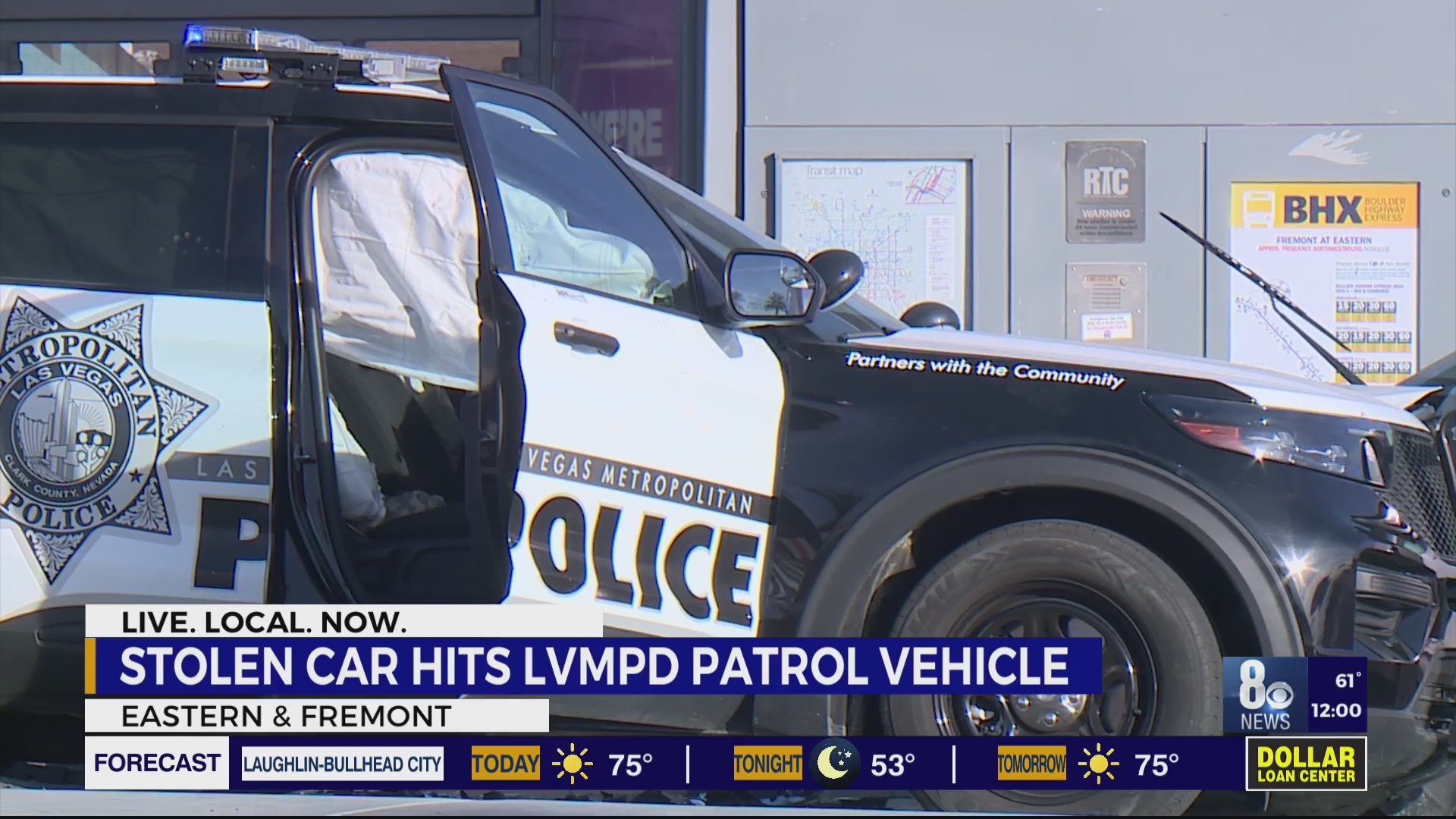 Stolen car hits Metro police vehicle – KLAS