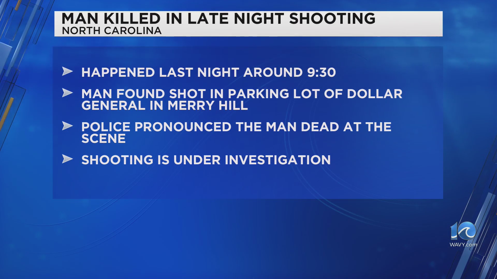 Man shot to death in Bertie County Dollar General parking lot – WAVY.com
