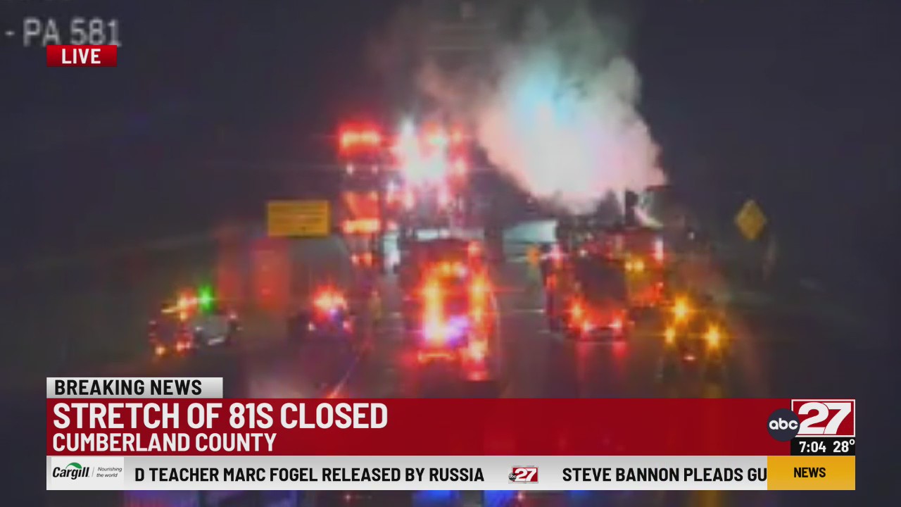 Vehicle fire causing I-81 closure in Cumberland County at 581 split – ABC27