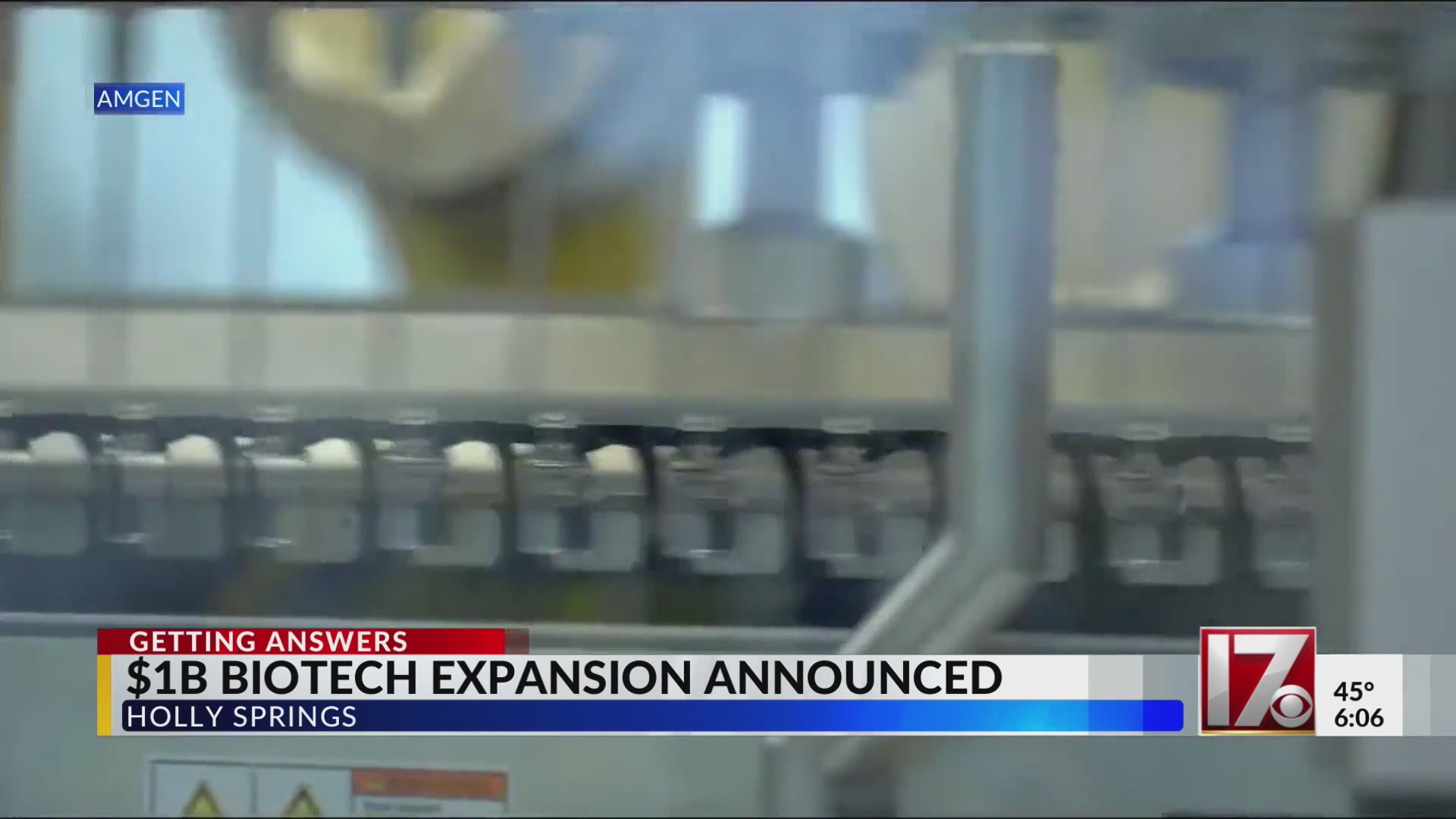 Amgen announces $1 billion expansion in Holly Springs – CBS17.com