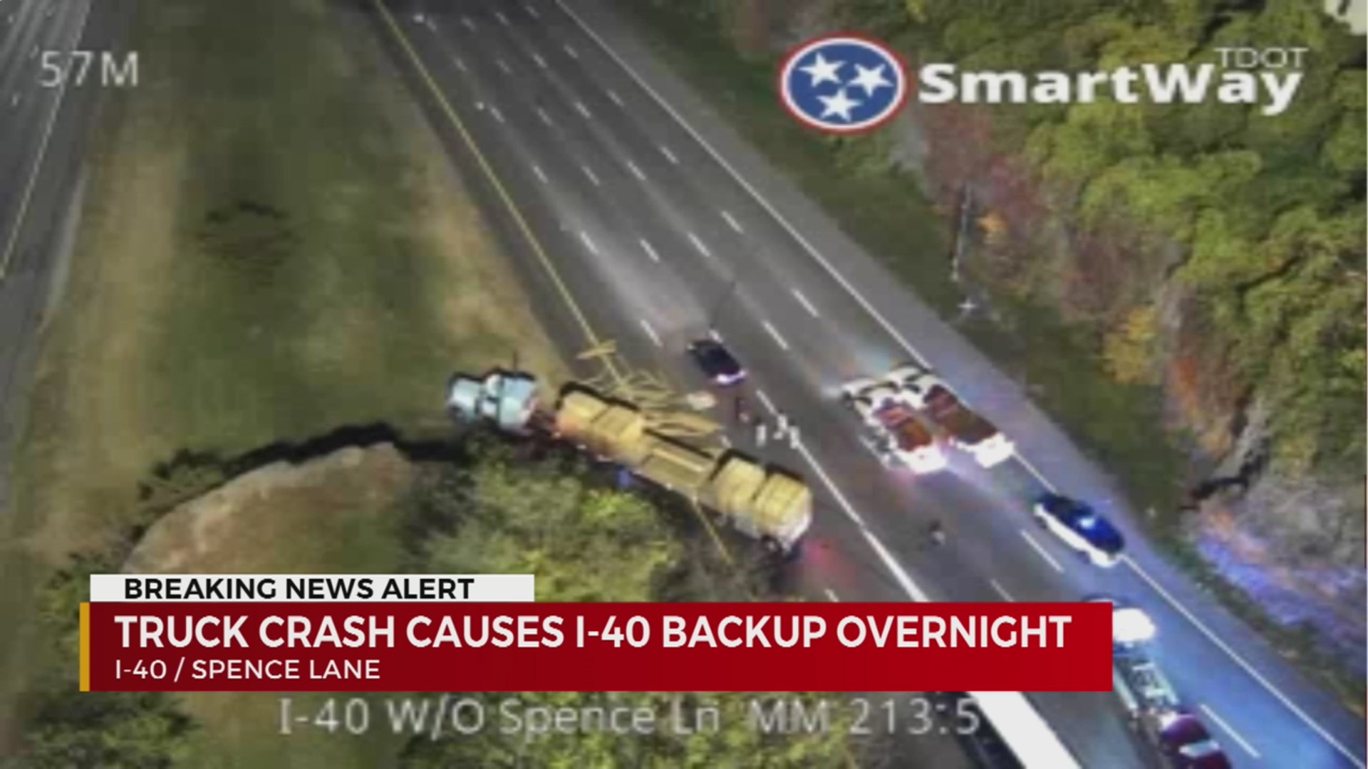 Truck crash causes I-40 backup overnight – WKRN News 2