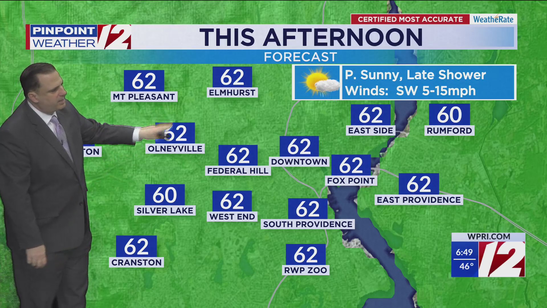 WPRI 12 Weather Forecast for 4/15/25: Showers today; drier, gusty ...