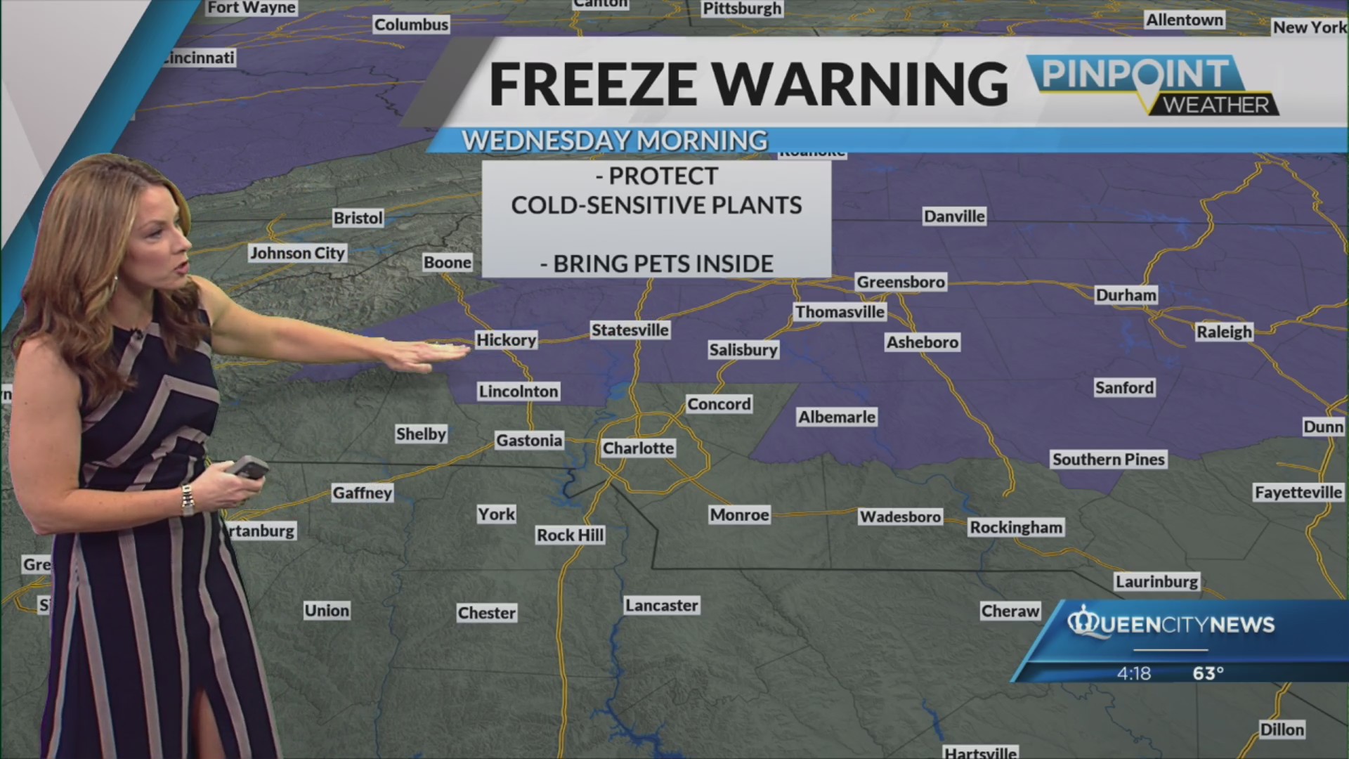Freeze warning north of Charlotte from midnight to Wednesday morning ...