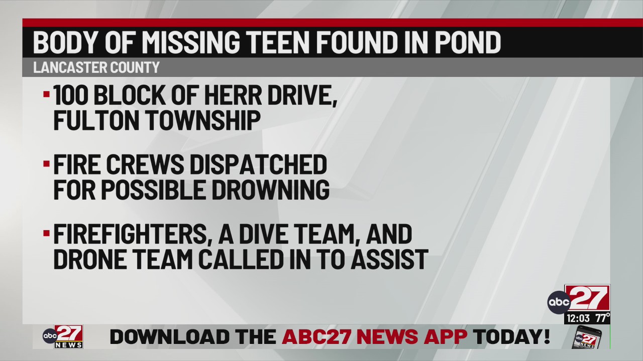 Body of missing teen found in local pond – ABC27