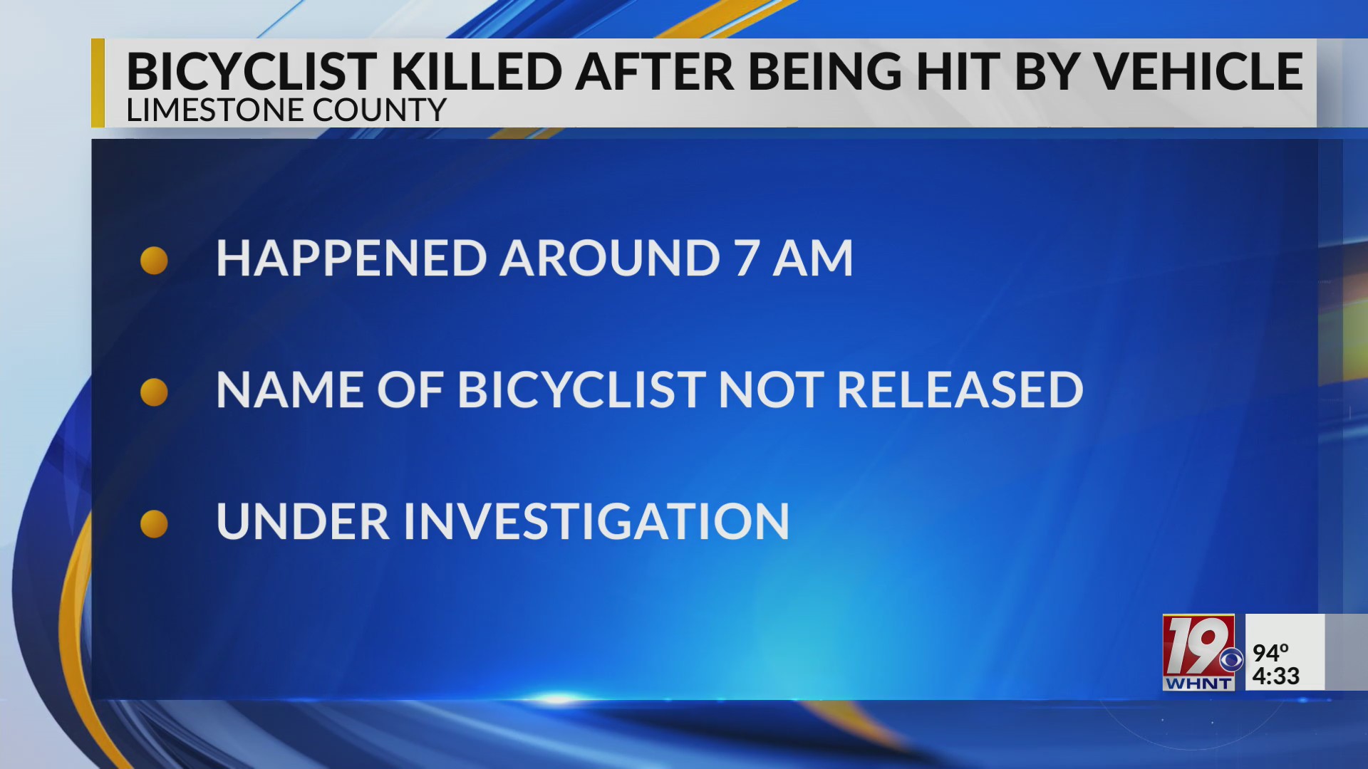 Bicyclist Killed After Being Hit By Vehicle | June 23, 2025 | News 19 ...