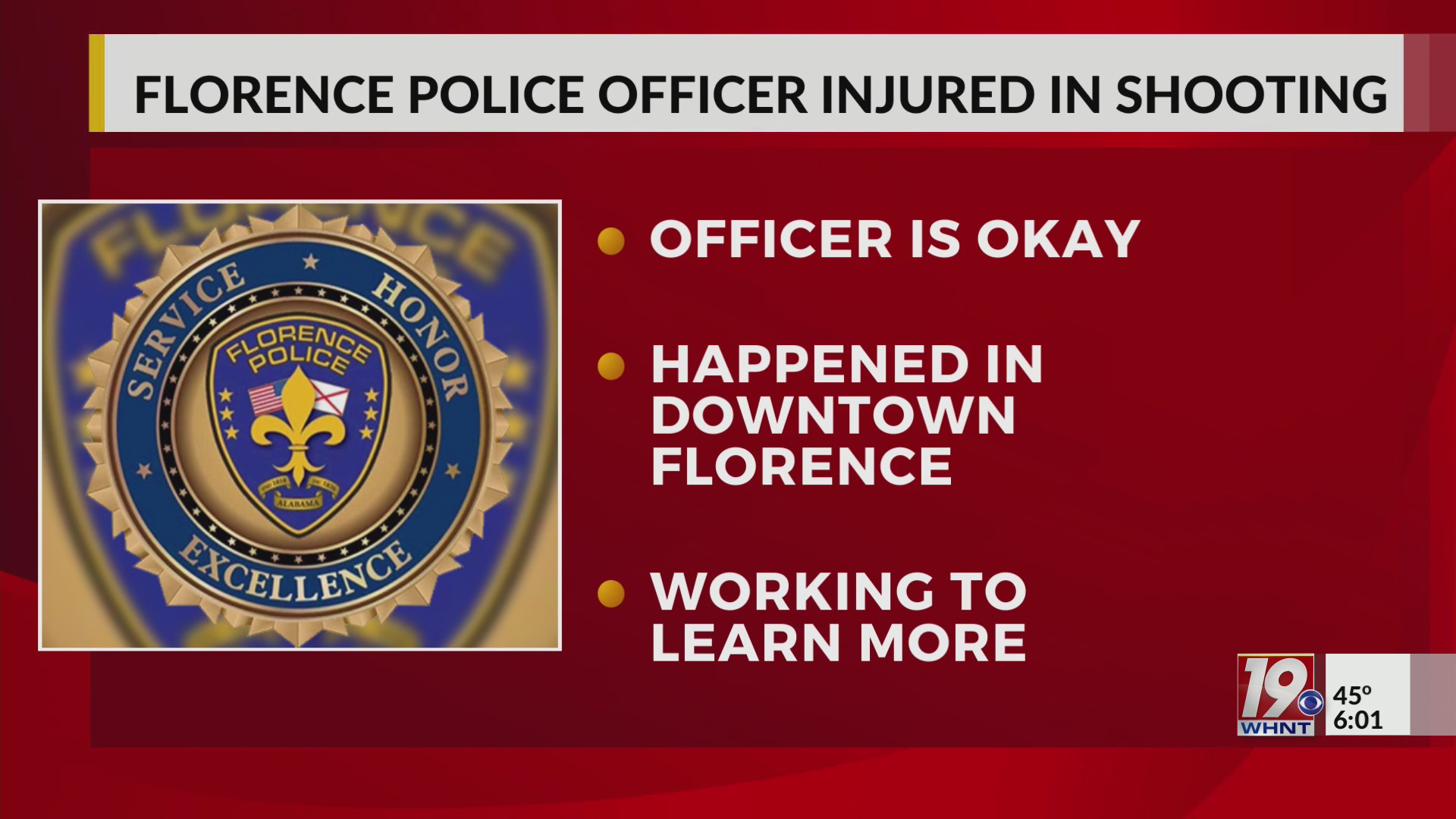 Florence Police Officer Injured In Shooting | January 15, 2025 | News ...