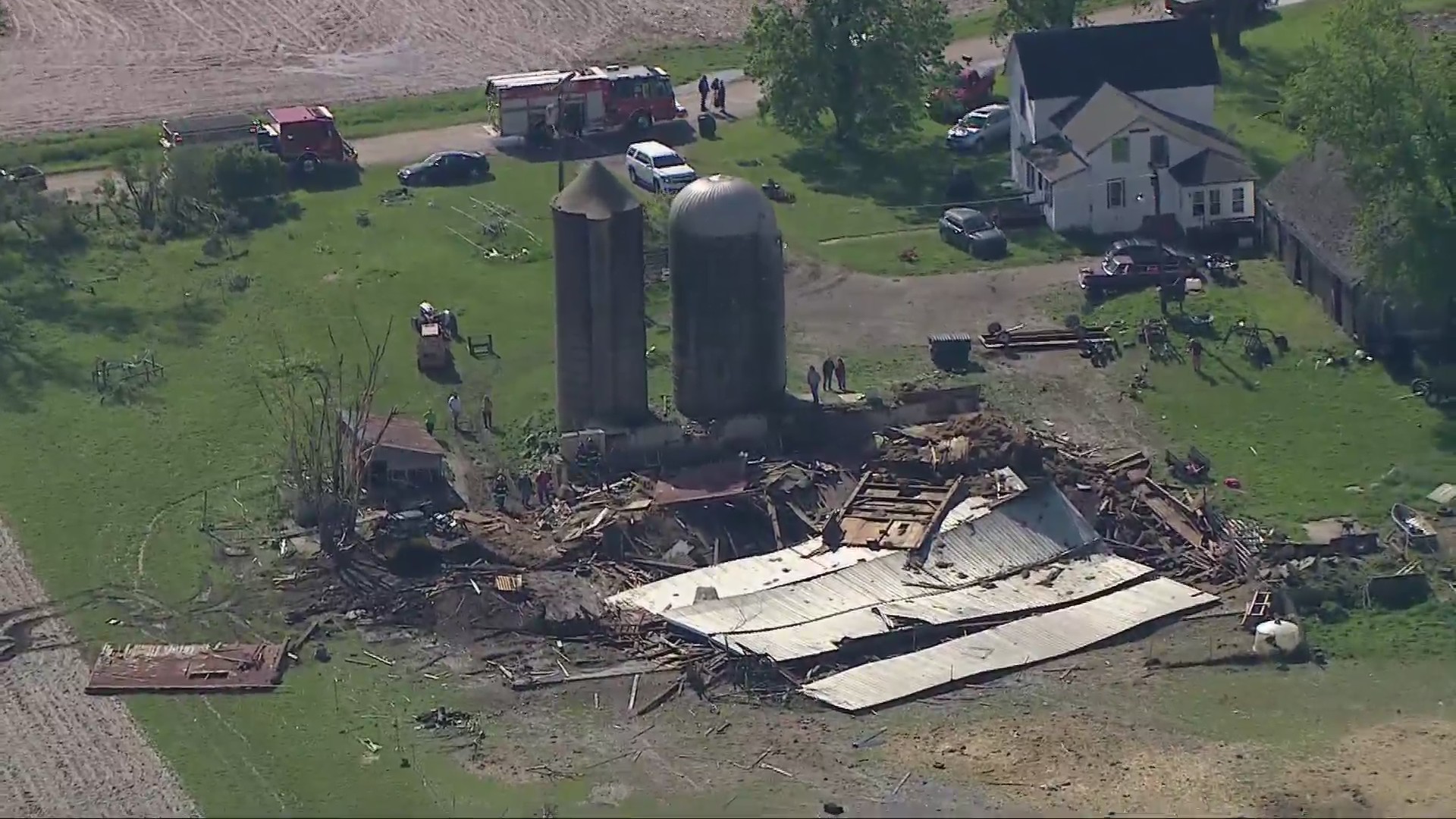 Crews search wreckage for animals after barn collapses in Harvard amid ...