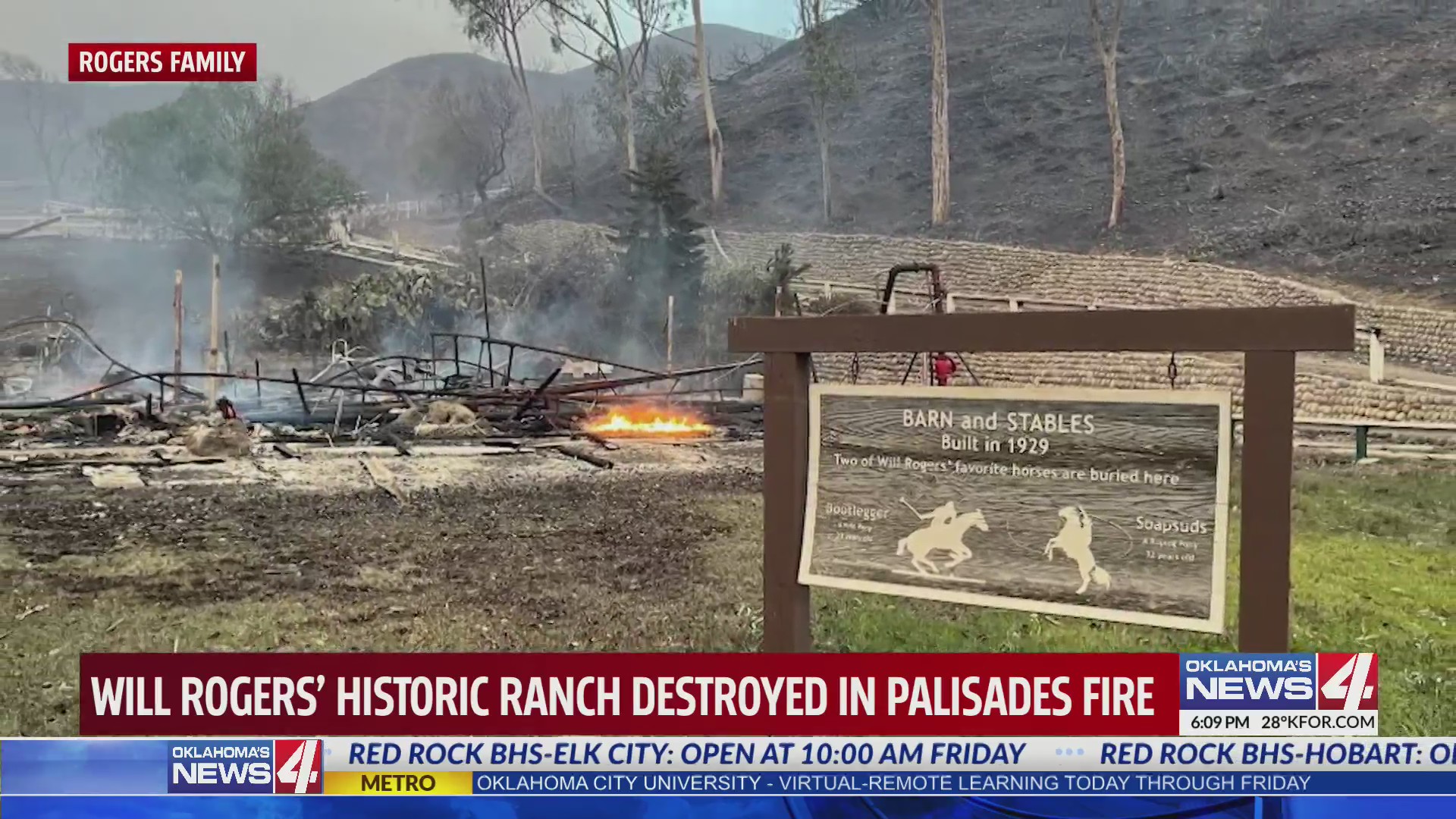 Destroyed Ranch Will Rogers’ historic ranch destroyed in Palisades fire – KFOR.com ...