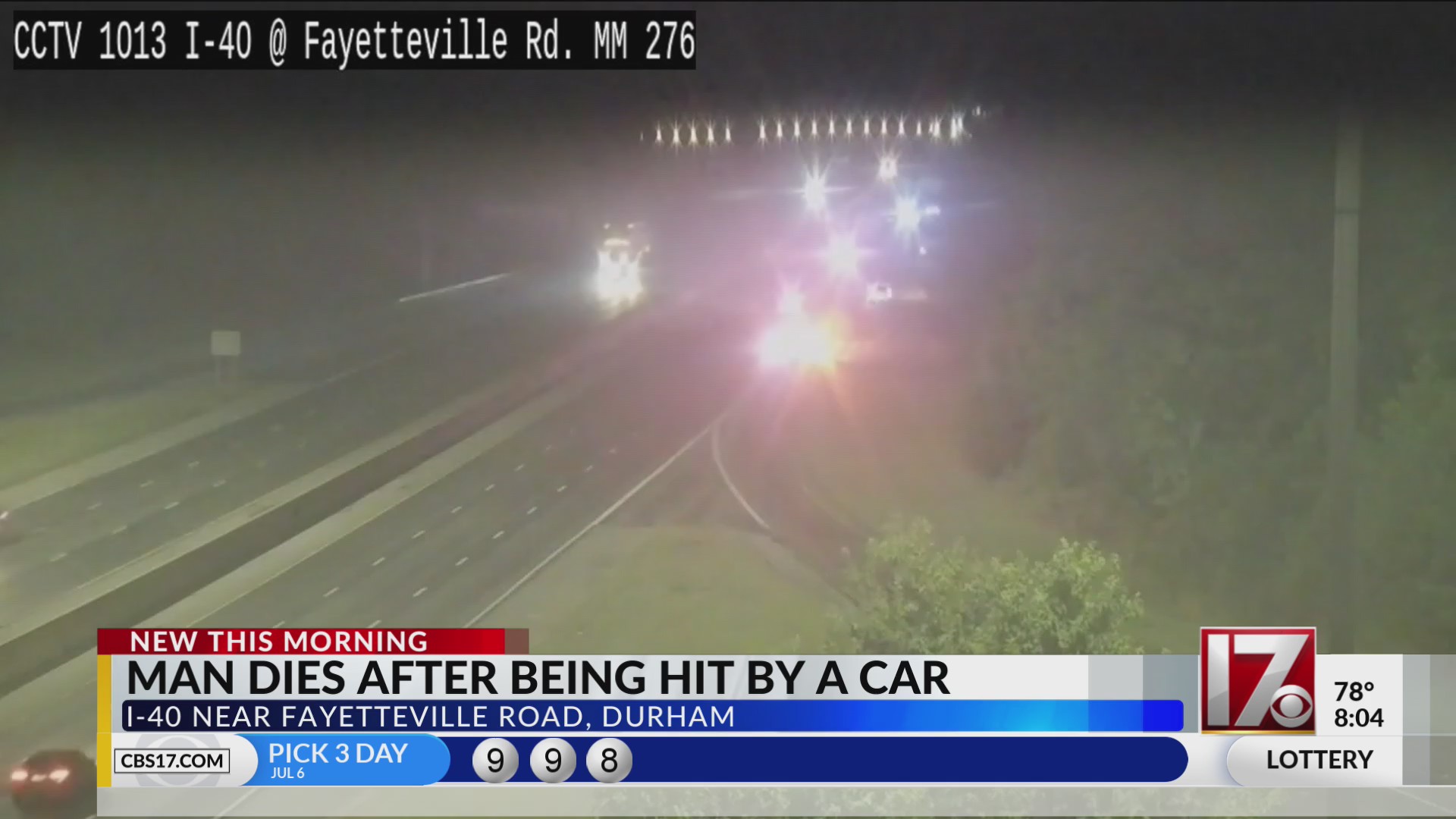 Man killed after being hit by car on I-40 in Durham – CBS17.com