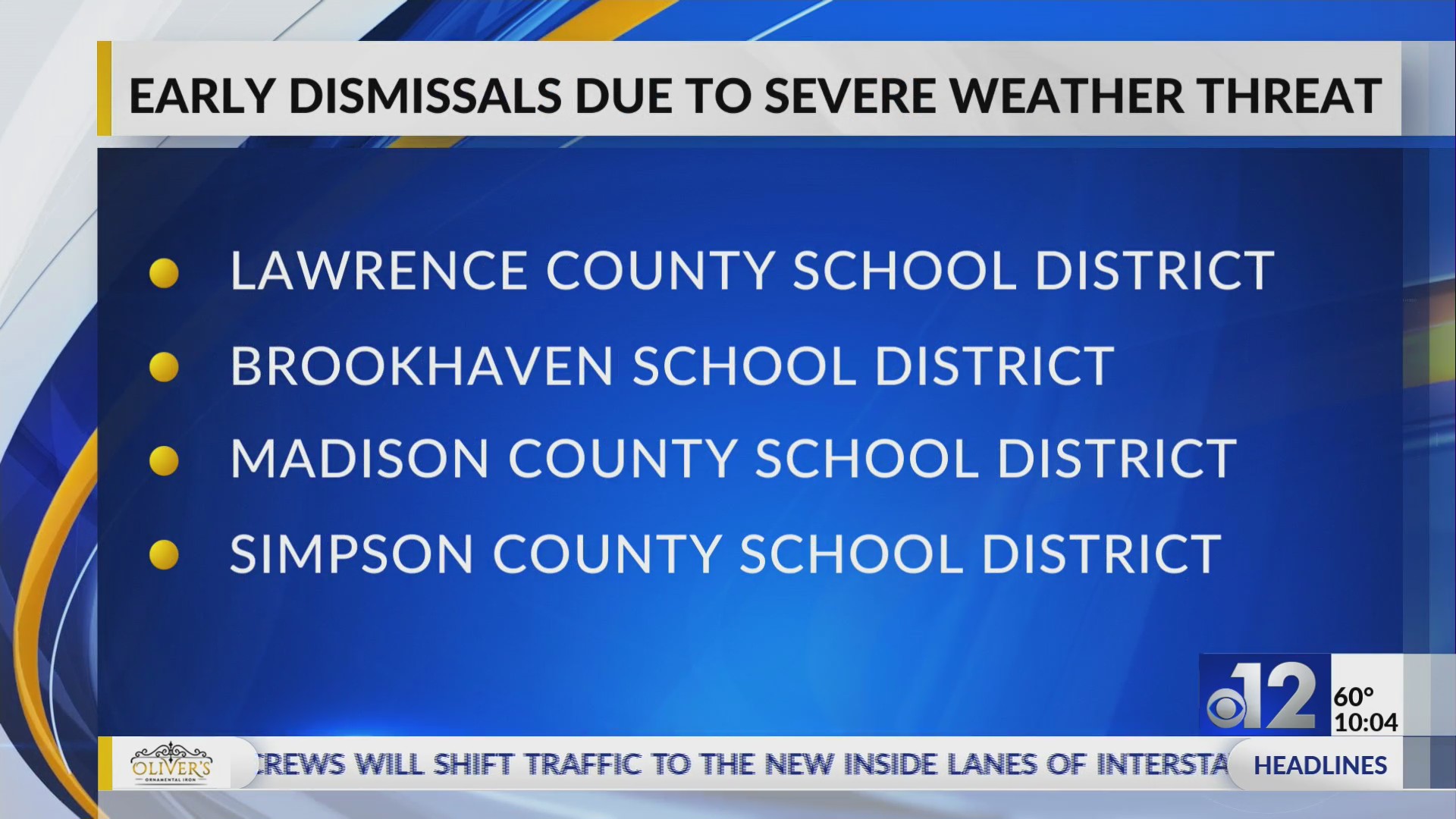 Early dismissals for Mississippi schools on March 4 WJTV